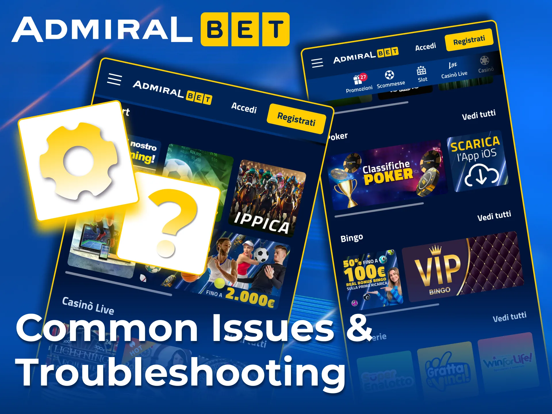 AdmiralBet offers assistance with errors and failed payments.