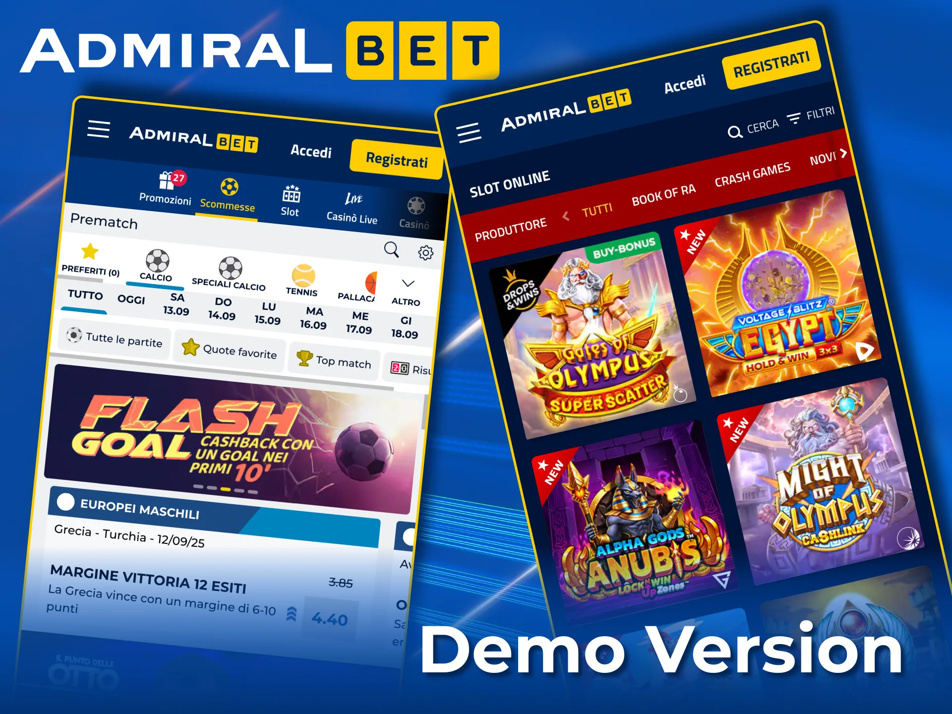 AdmiralBet offers you risk-free demo games.