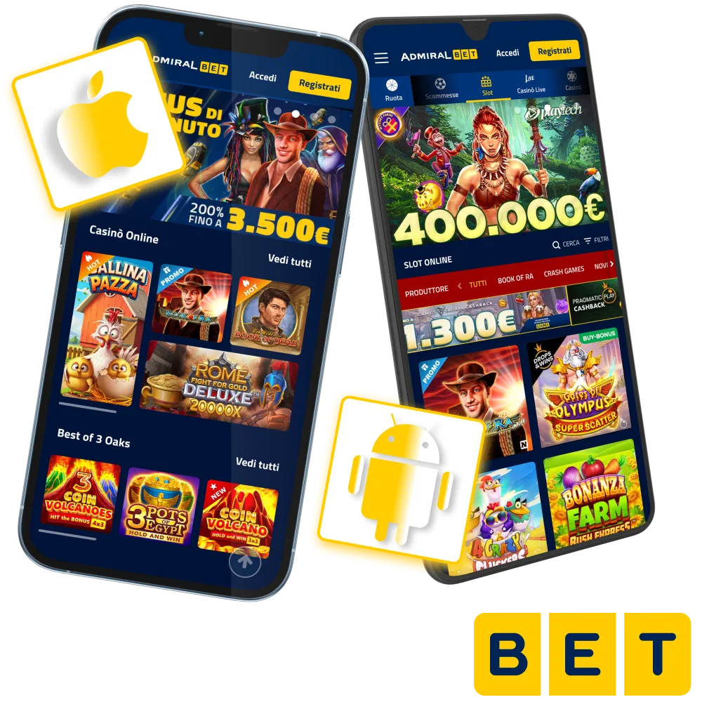 Smooth experience and exclusive bonuses with AdmiralBet app for Android and iOS.