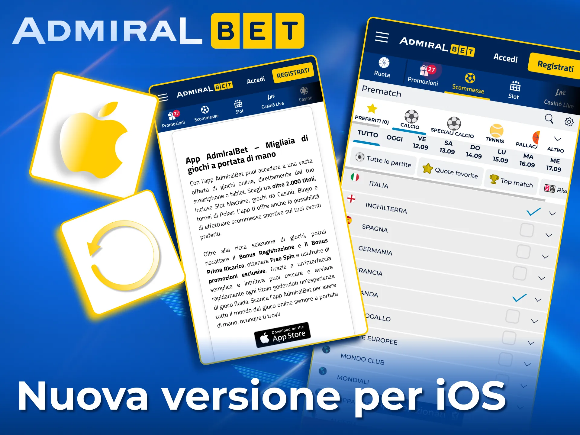 Aggiorna AdmiralBet su iPhone e gioca senza interruzioni.