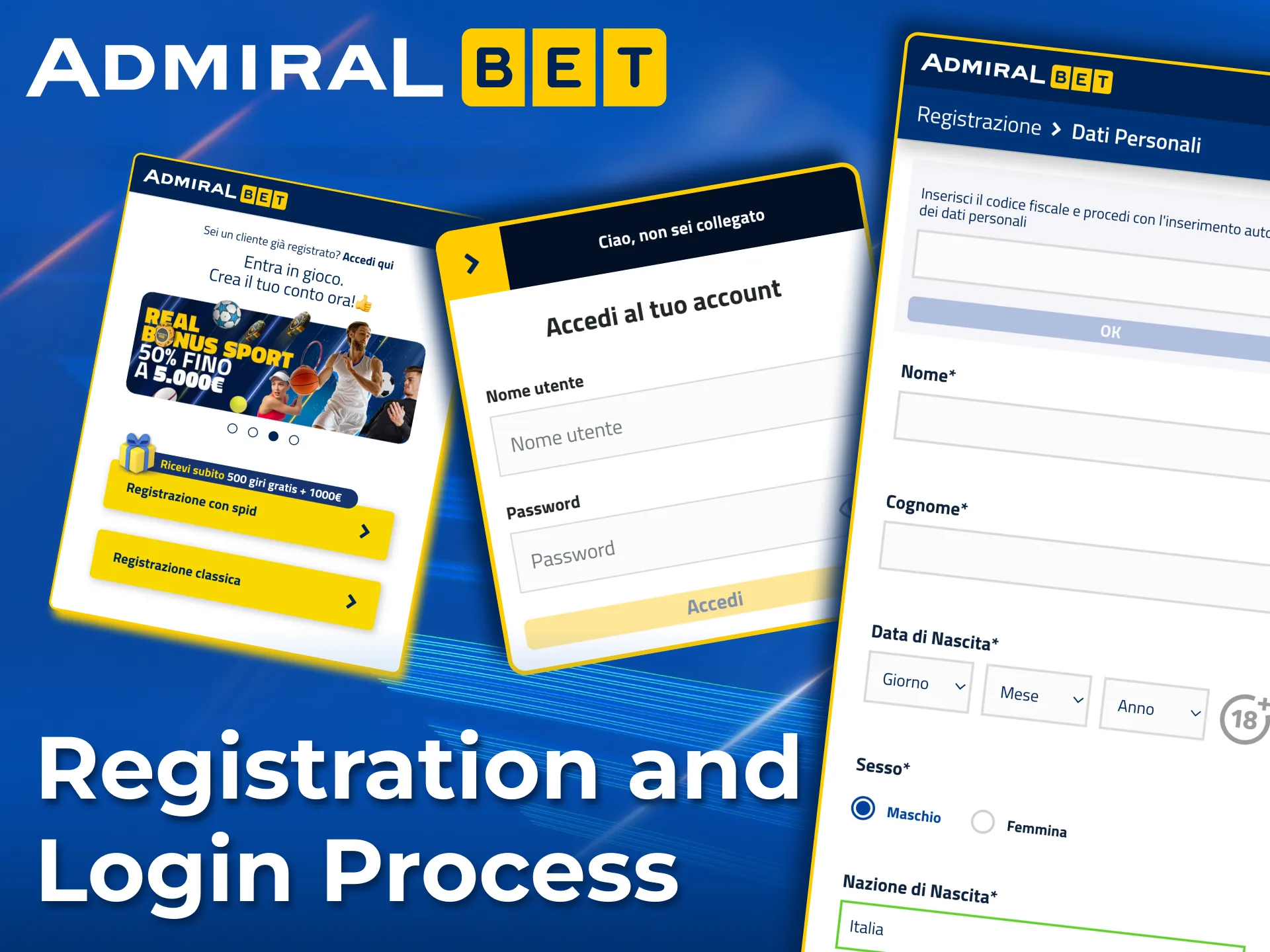 Create your AdmiralBet account through the app and start betting.