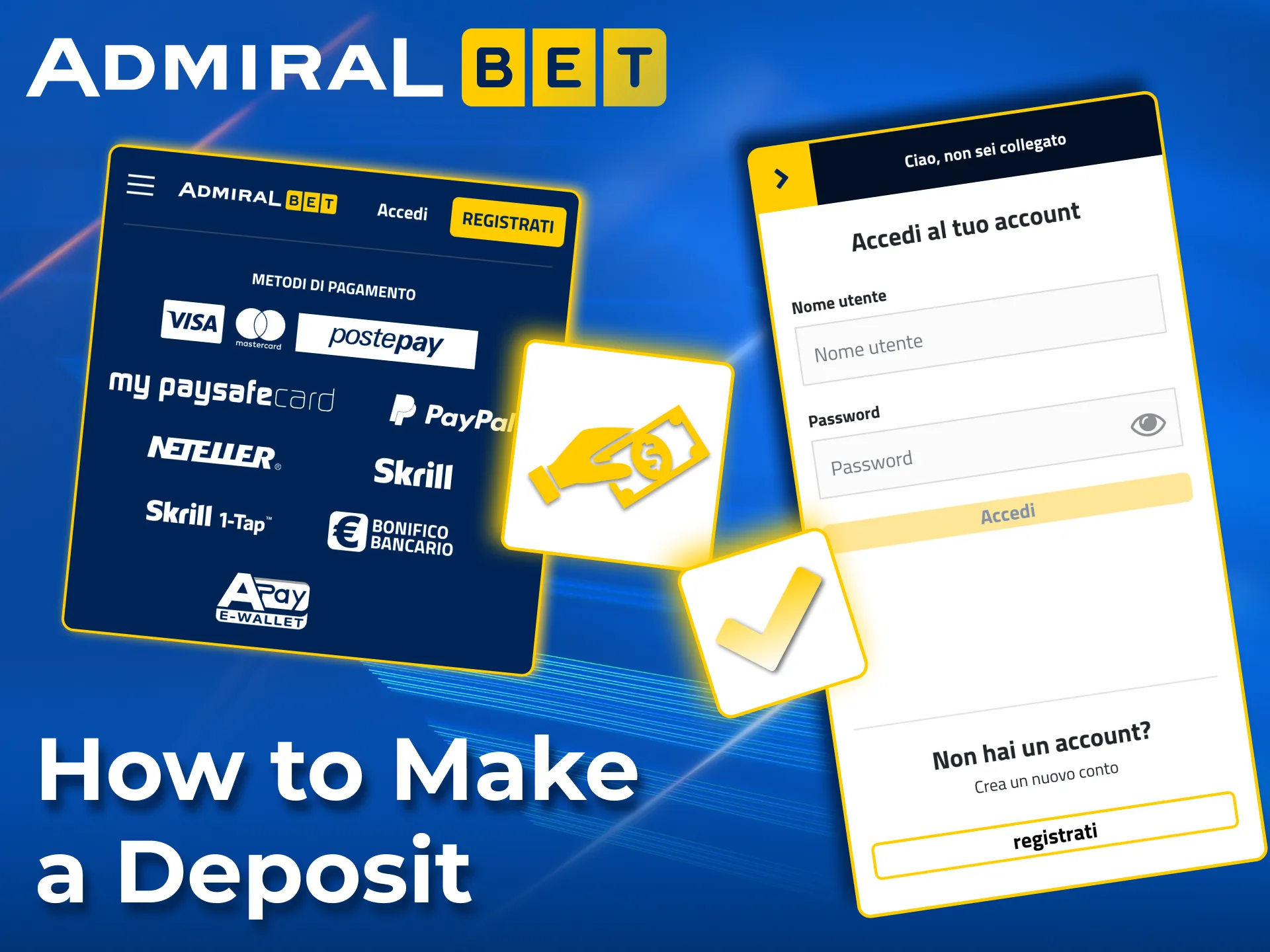 AdmiralBet is instant reloading with digital cards and wallets.