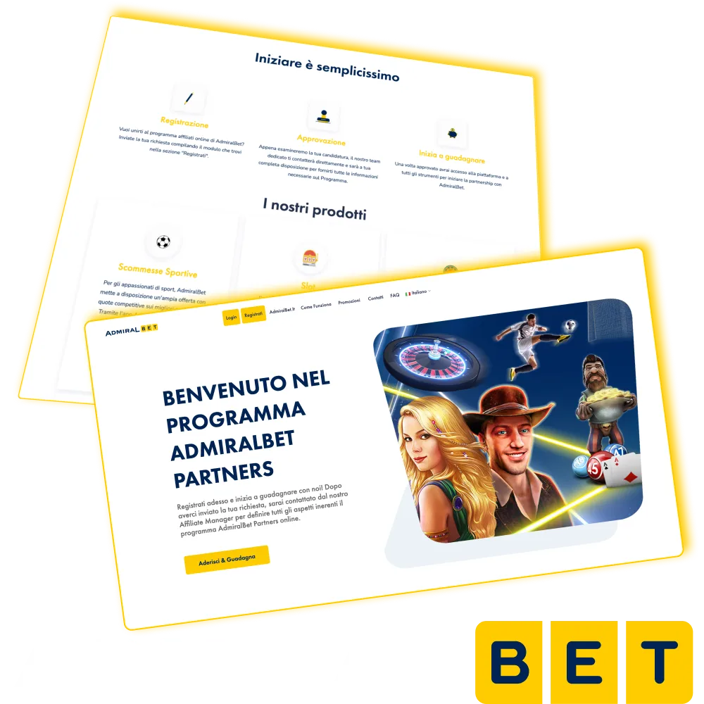 Admiralbet Partners program for affiliates with dedicated support.