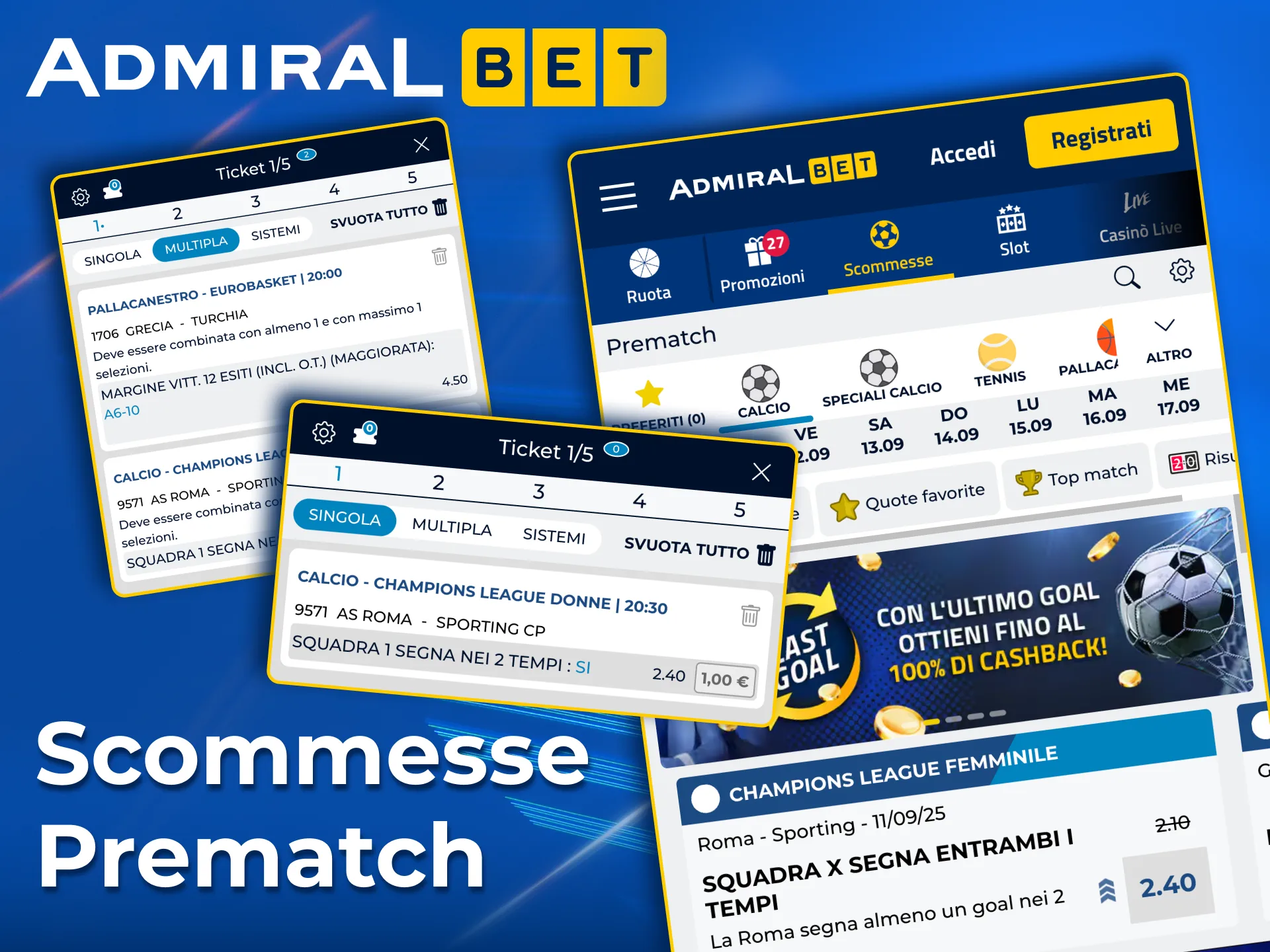 Scommesse prematch AdmiralBet con analisi e strategia.
