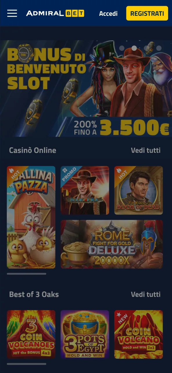 Open the AdmiralBet site and create your gaming account now.