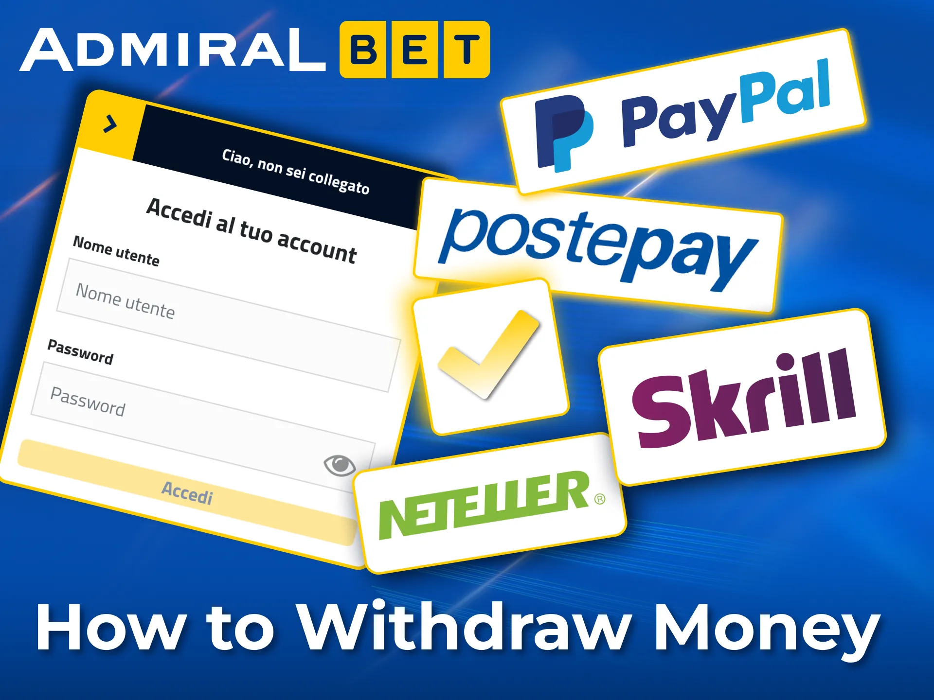 Withdrawing funds from your AdmiralBet account is straightforward and secure