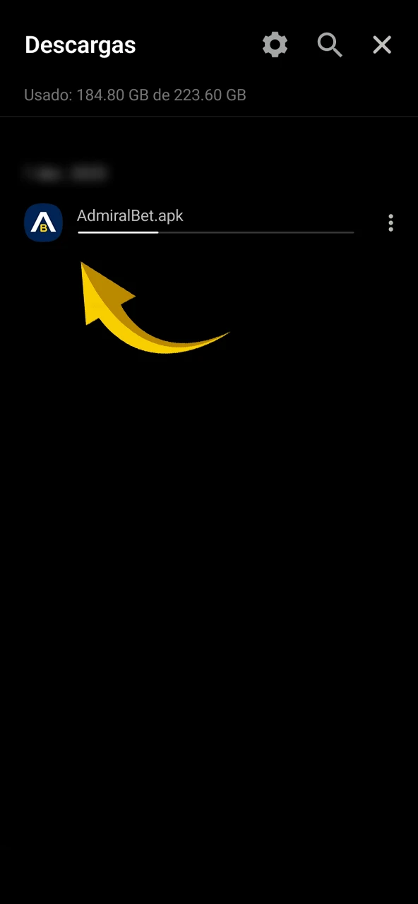 Espera la descarga completa para instalar AdmiralBet.