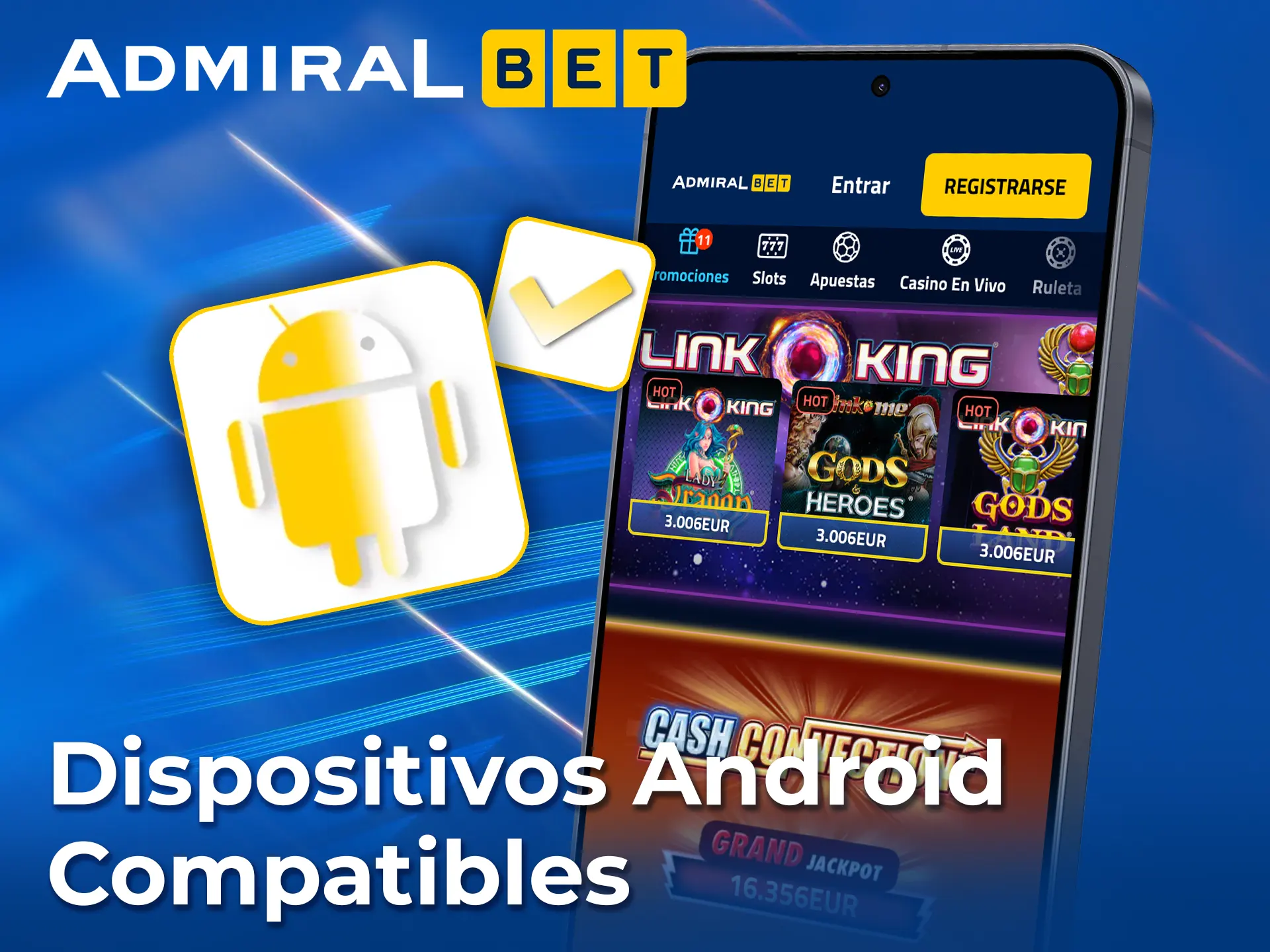 Consulta si tu Android es compatible con AdmiralBet.