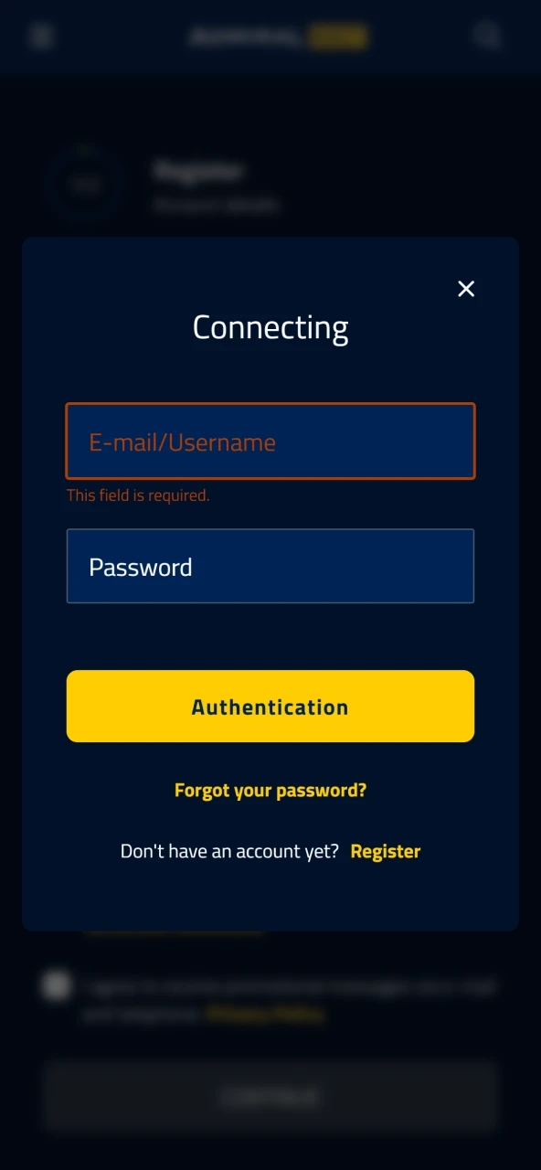 Log on to AdmiralBet and choose Sports or Live to get started.