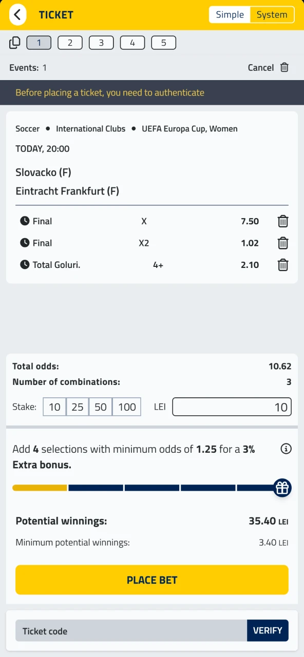 Confirm your bet on AdmiralBet and follow the ticket.
