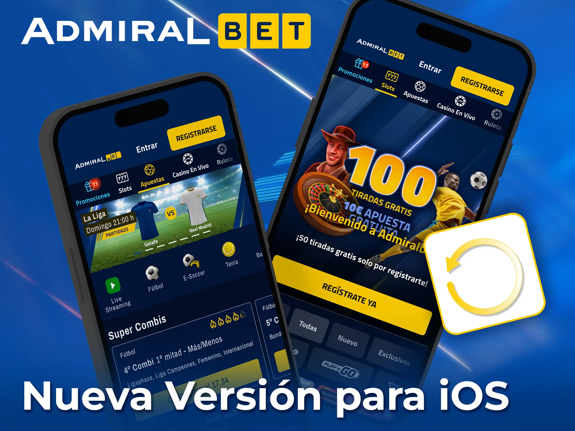 Instala la nueva versión de AdmiralBet en tu iPhone.
