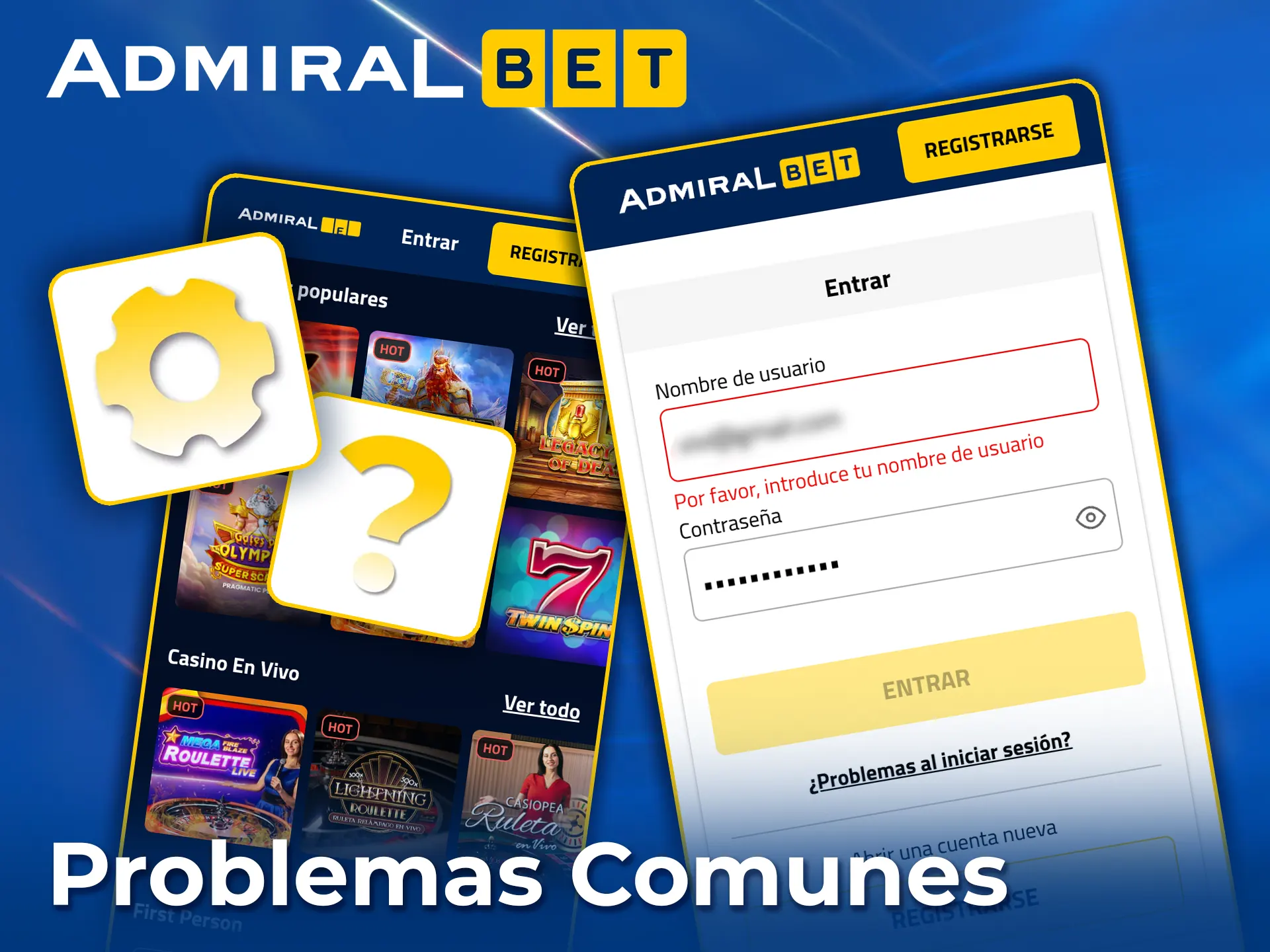 Soluciona los fallos más frecuentes en AdmiralBet.