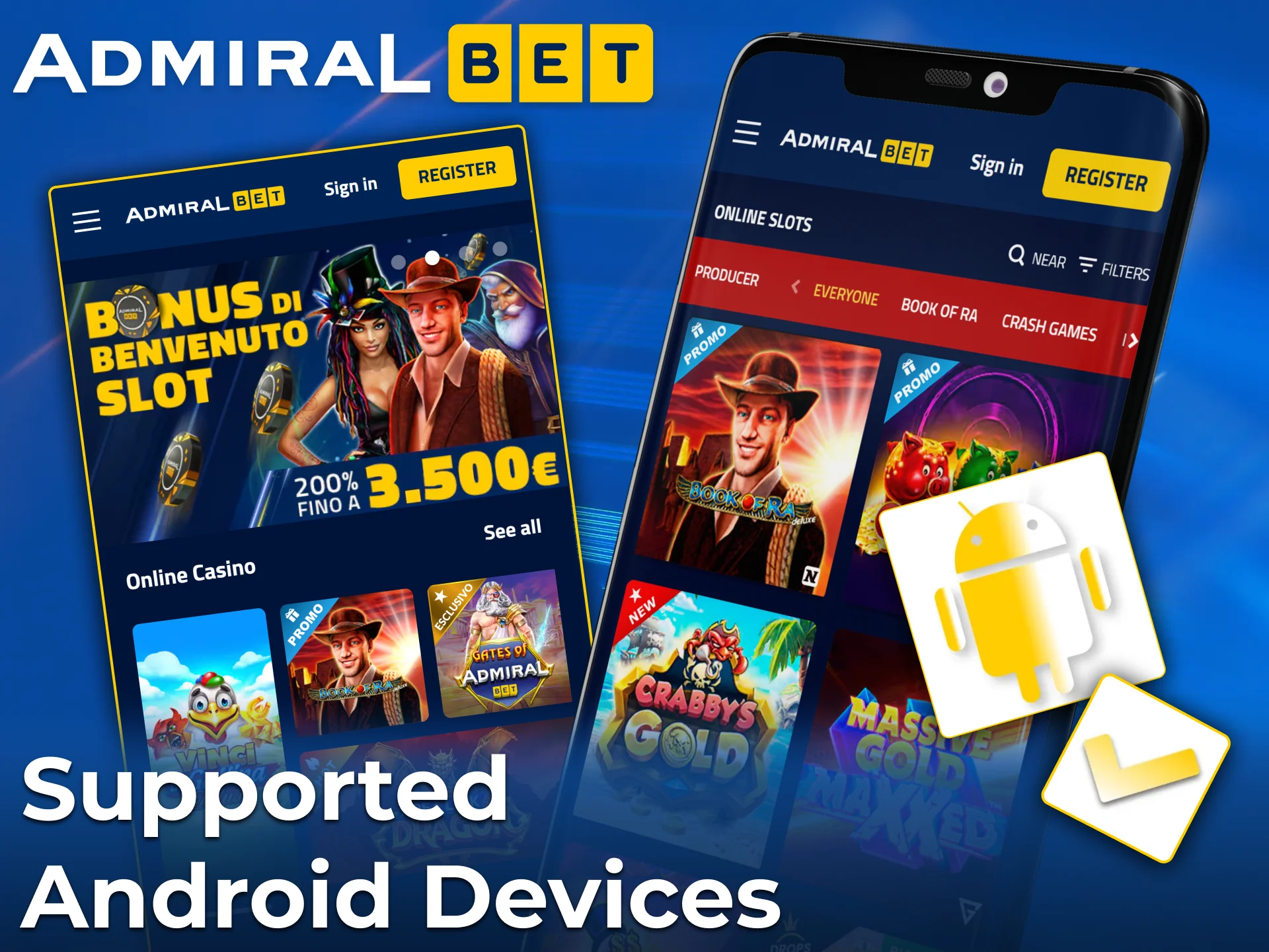 AdmiralBet is compatible with the best Android smartphones.