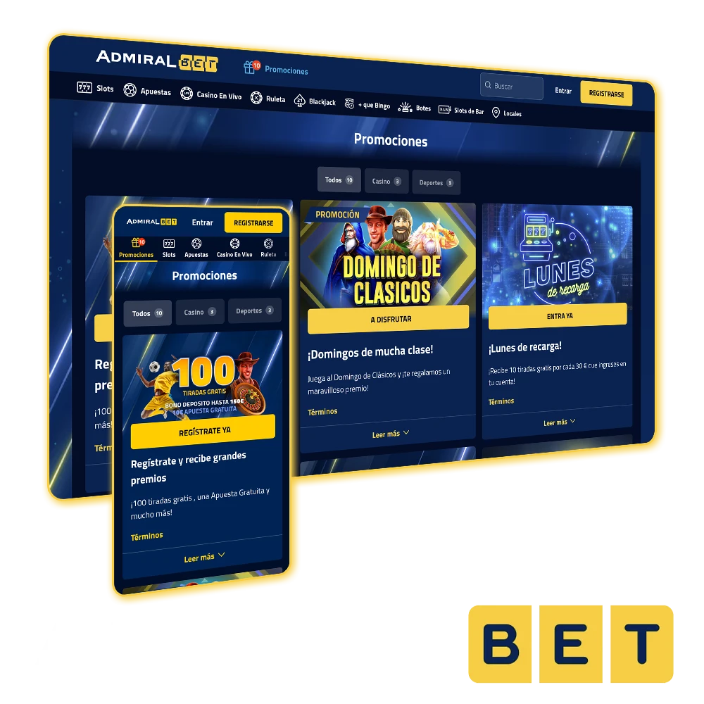 Obtén bonos exclusivos en AdmiralBet.