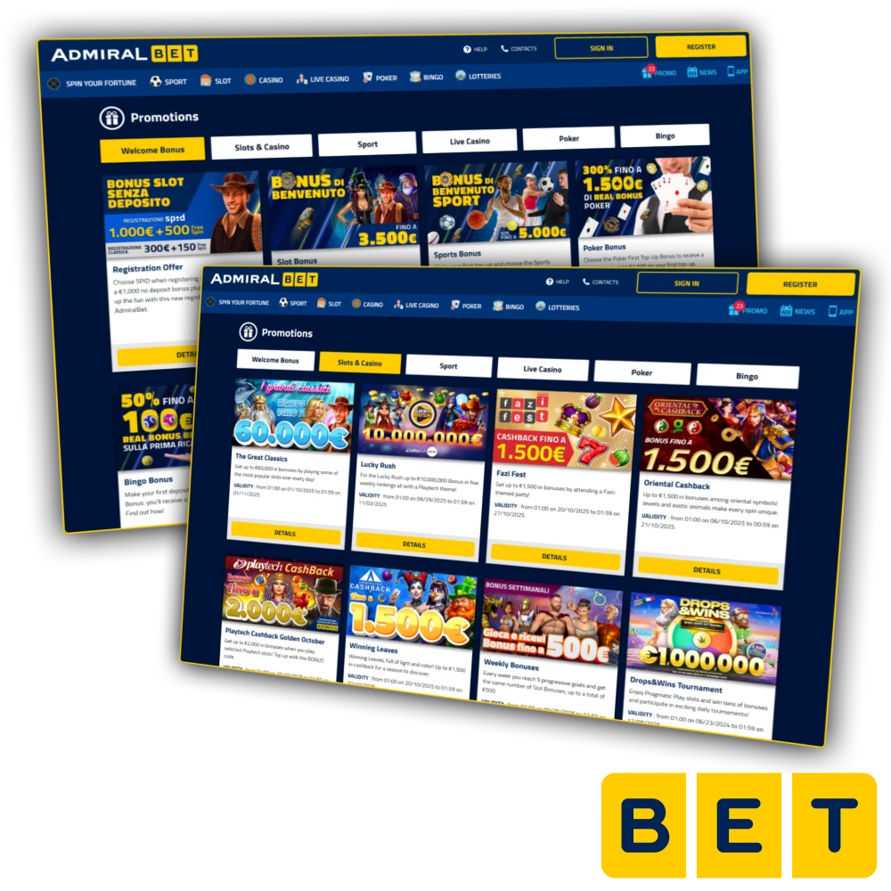 Admiralbet promotions with cashback and weekly benefits.