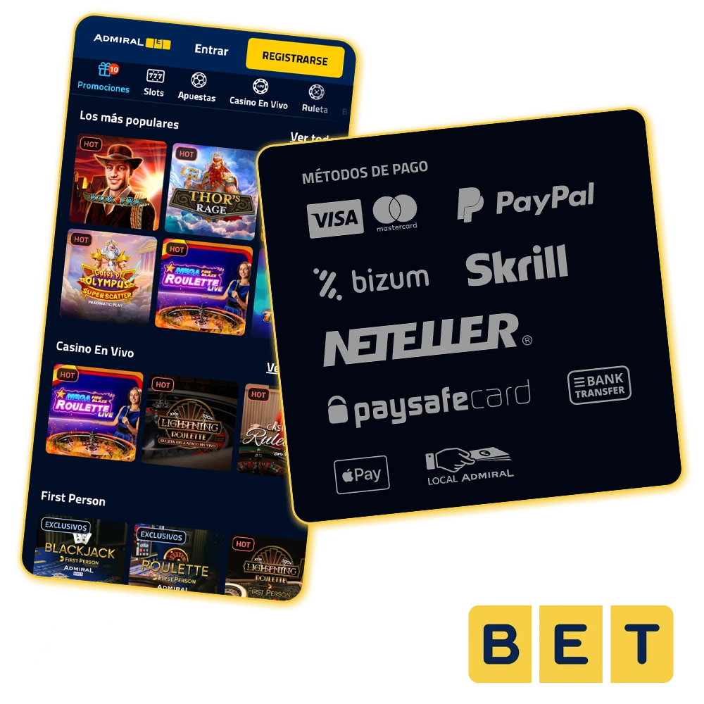 Realiza tu primer depósito en AdmiralBet fácilmente.