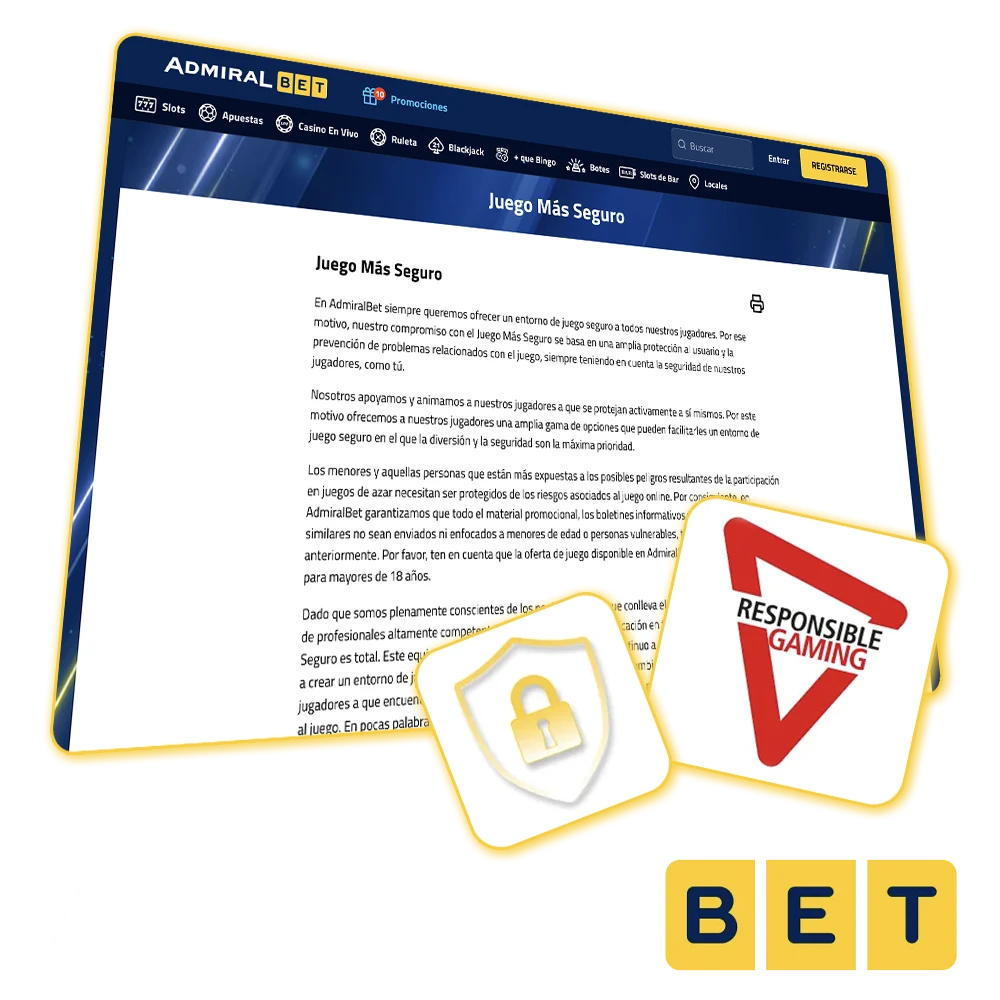 Sigue las pautas de juego responsable de AdmiralBet.