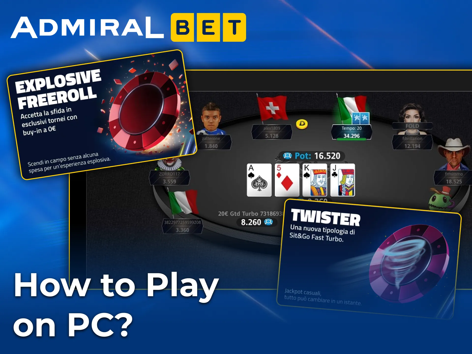 Play and win poker at the AdmiralBet online casino.
