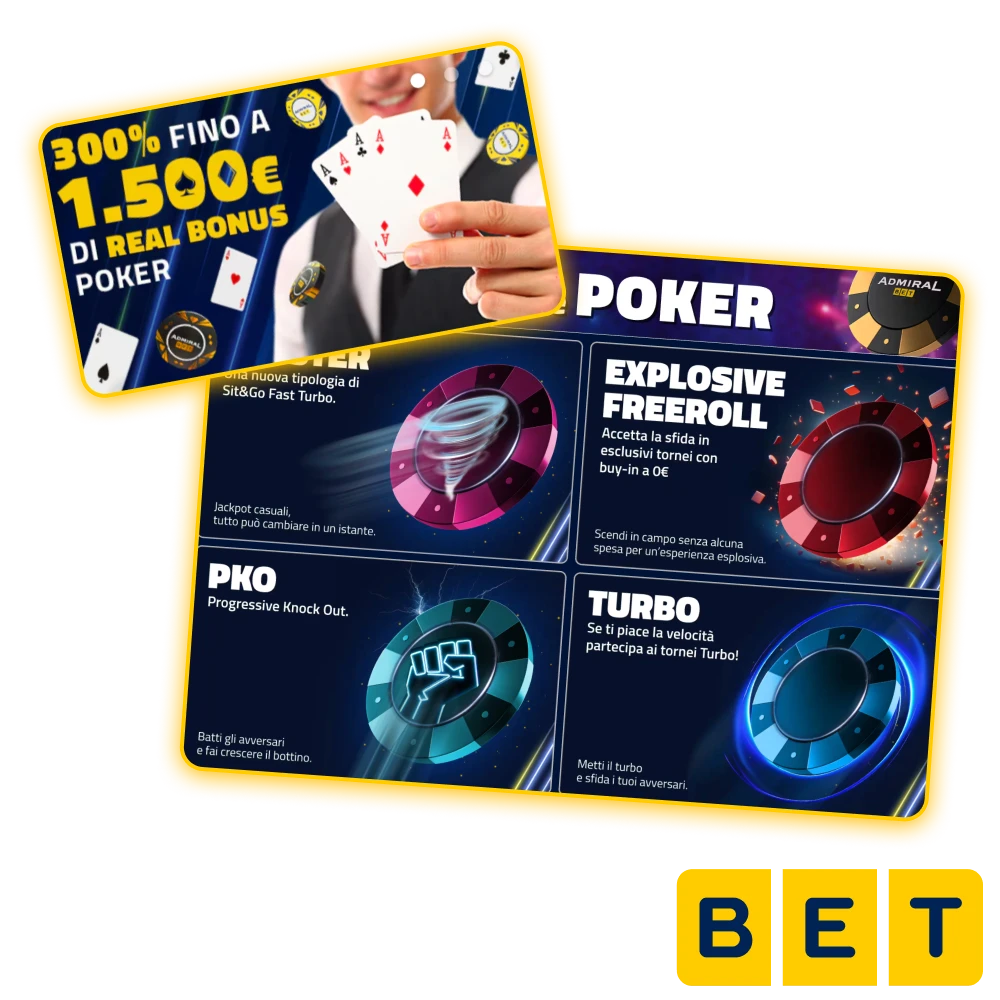 Visit the AdmiralBet online casino's dedicated poker games section and take part in tournaments.