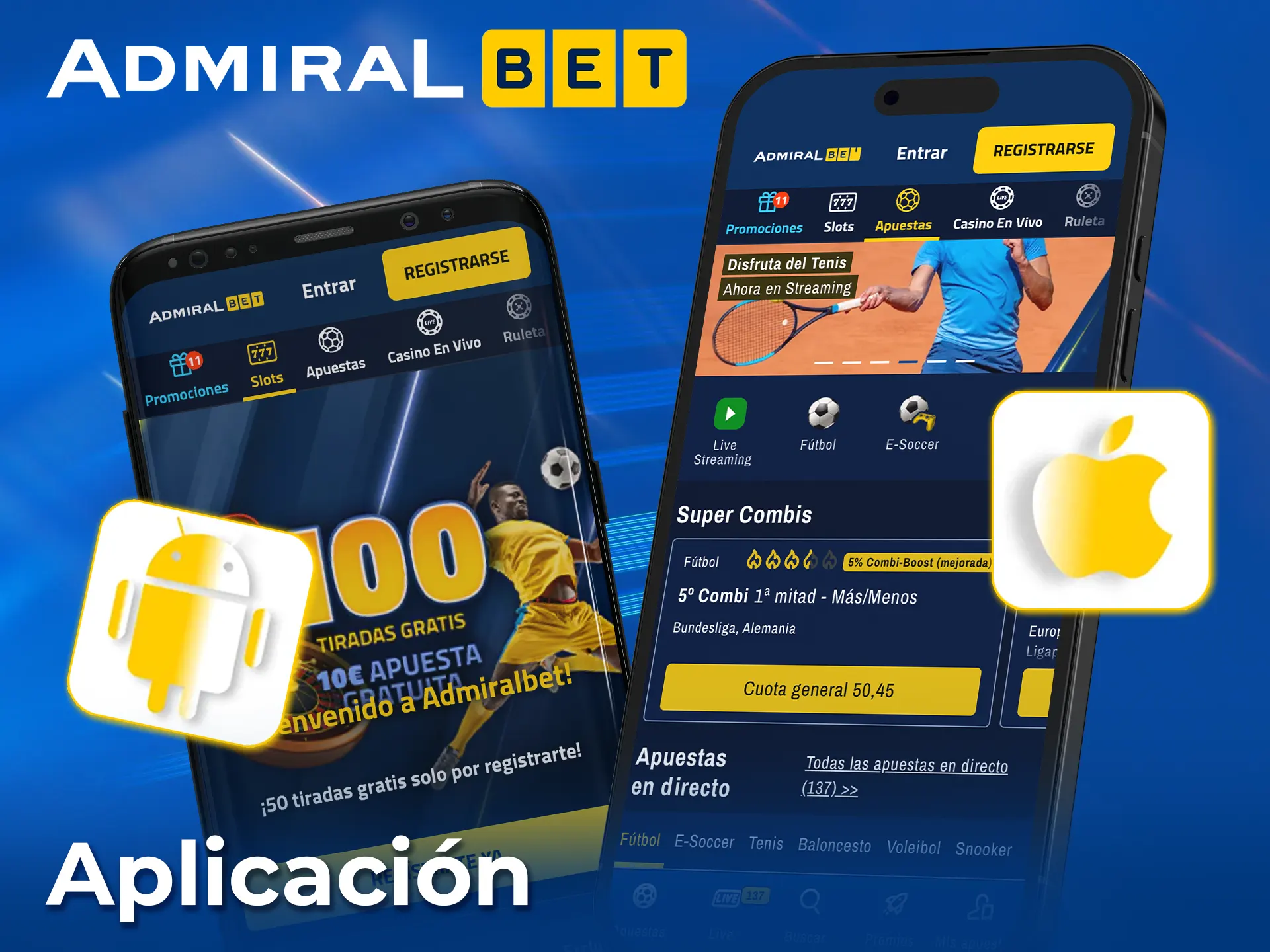 Instala AdmiralBet en Android o iOS y empieza a jugar.