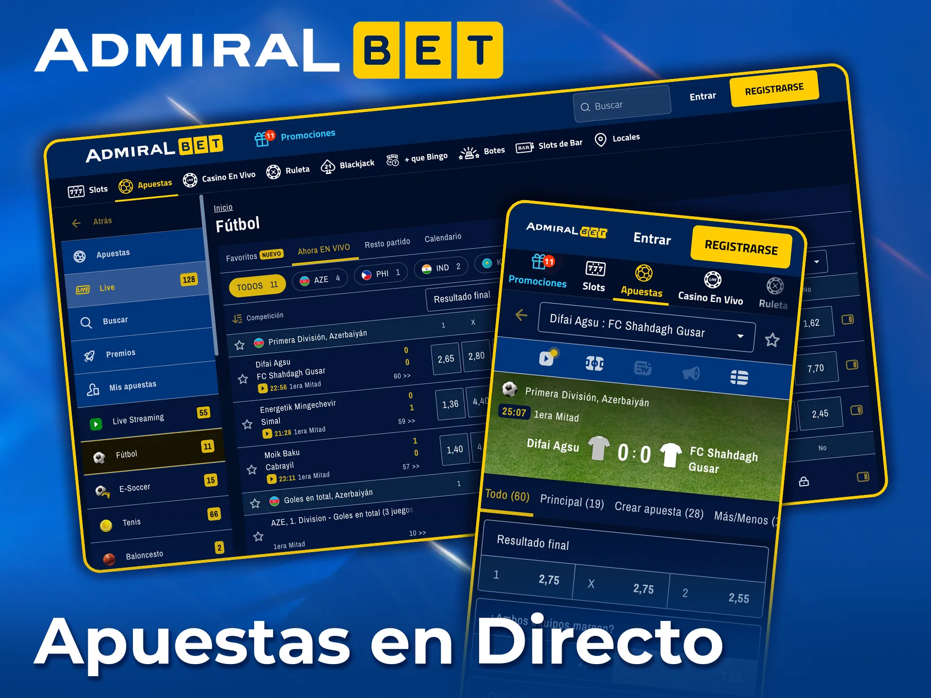 Apuesta en vivo en AdmiralBet y siente la emoción.