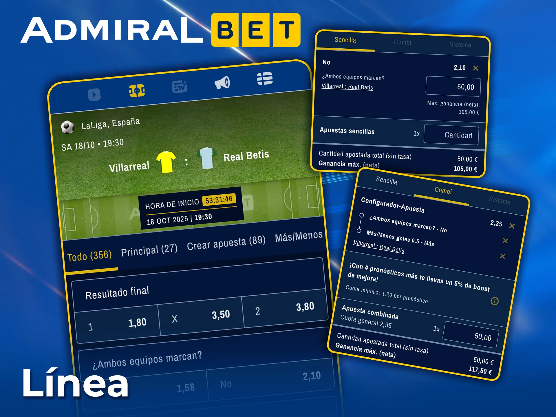 Consulta la línea previa en AdmiralBet y haz tu apuesta.