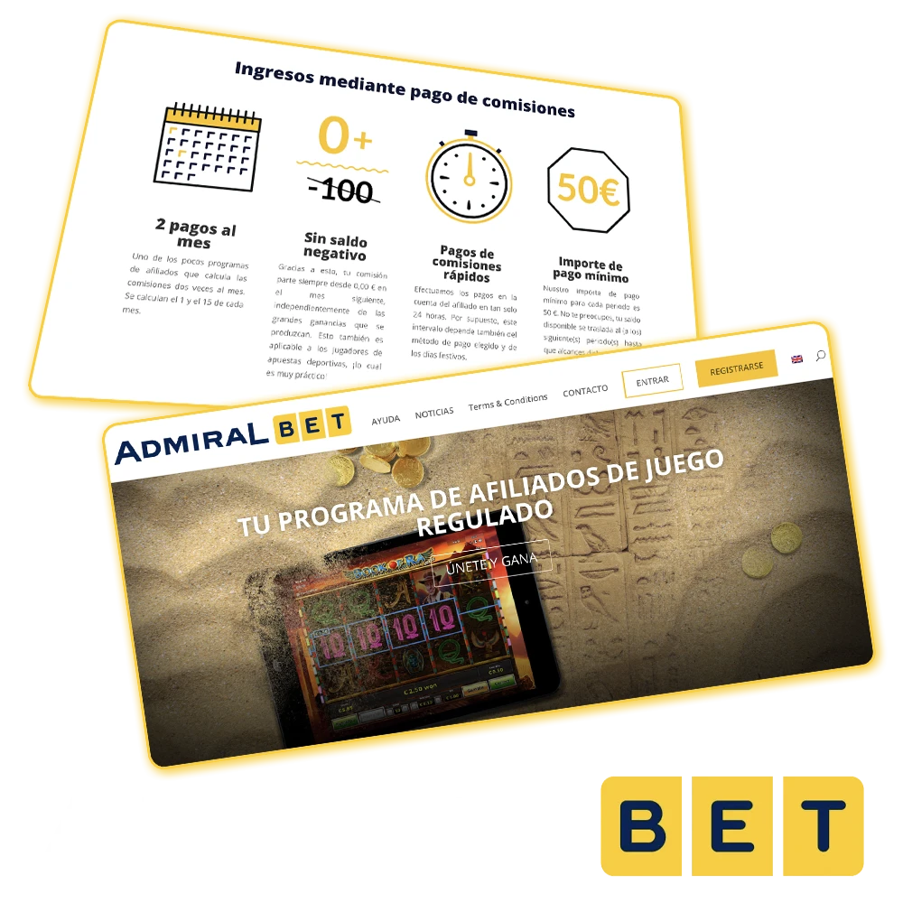 Gana comisiones con AdmiralBet afiliados.