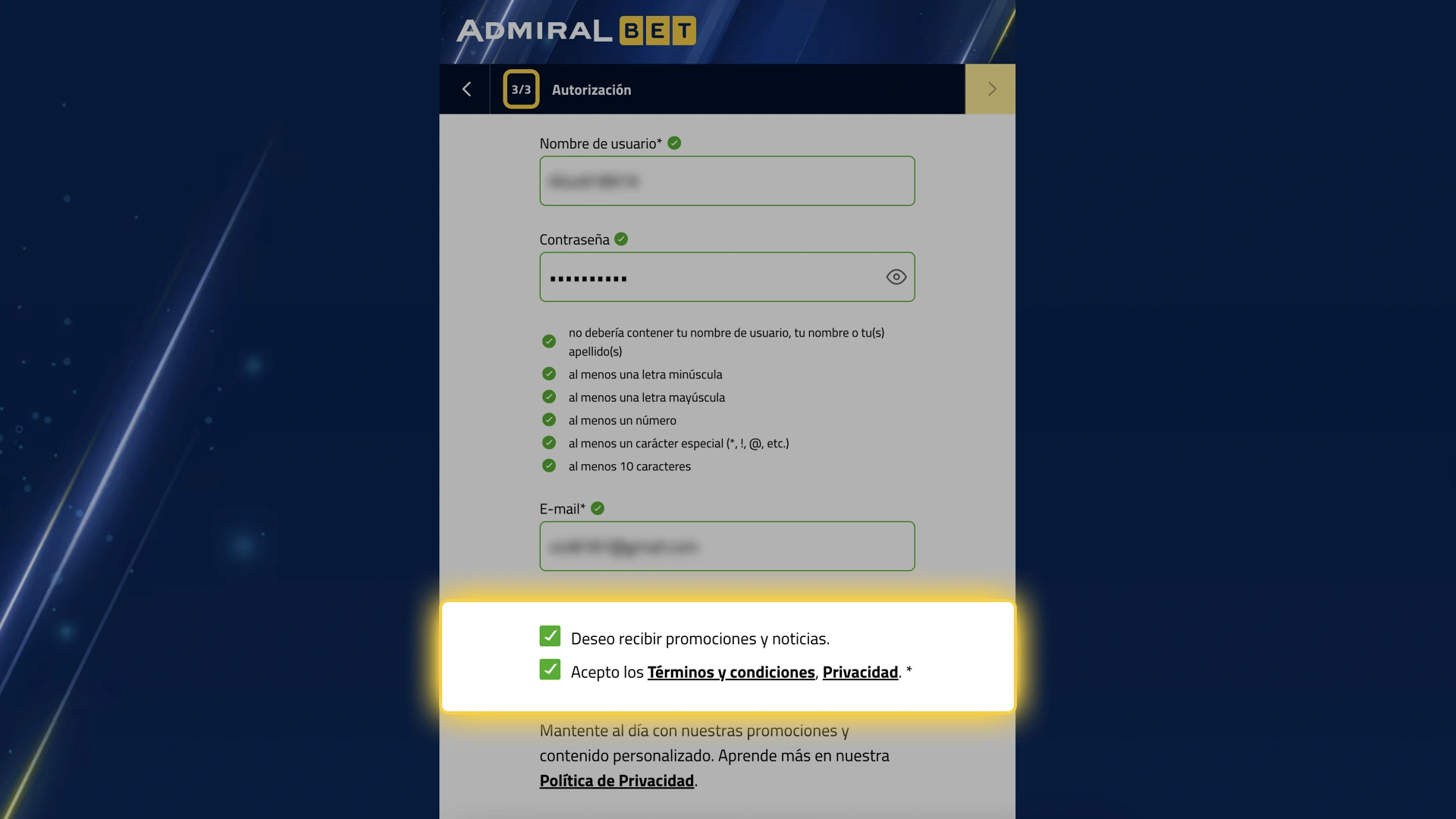 Acepta los términos de AdmiralBet y confirma tu mayoría de edad.