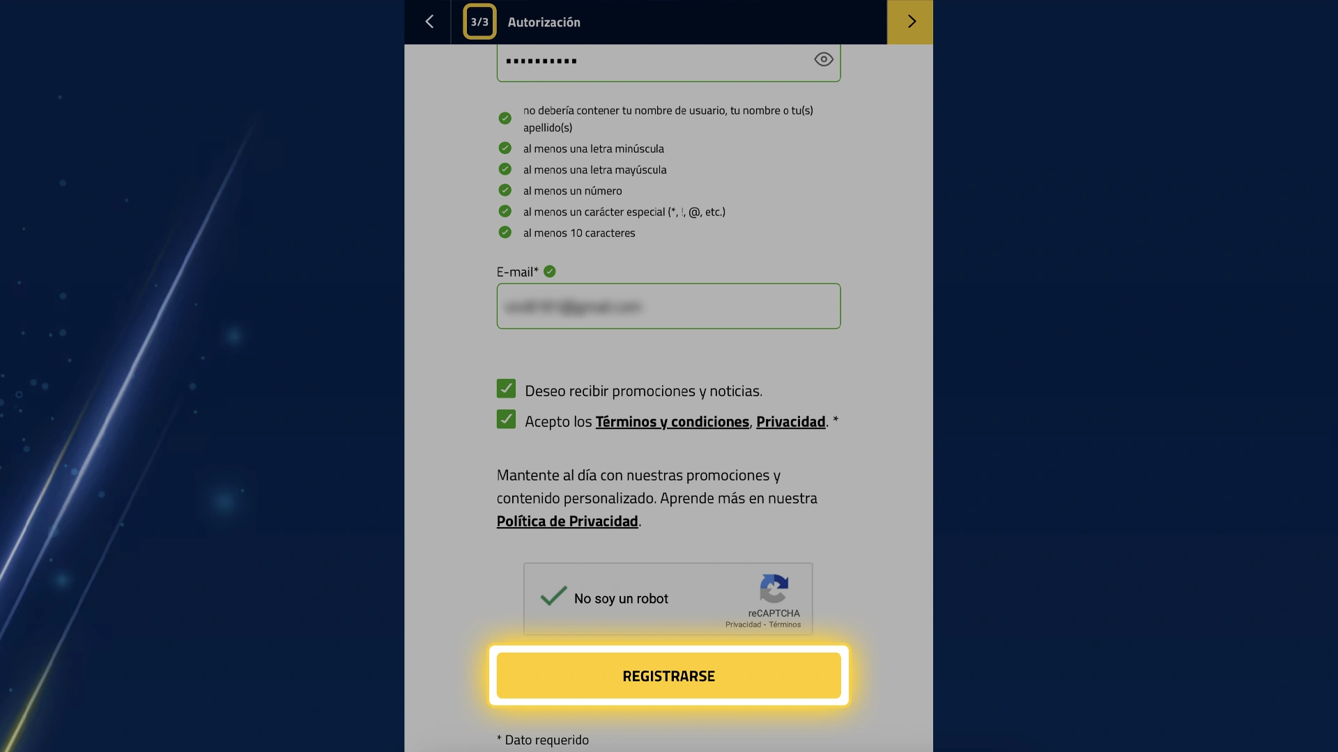 Finaliza el registro y empieza a jugar con AdmiralBet.