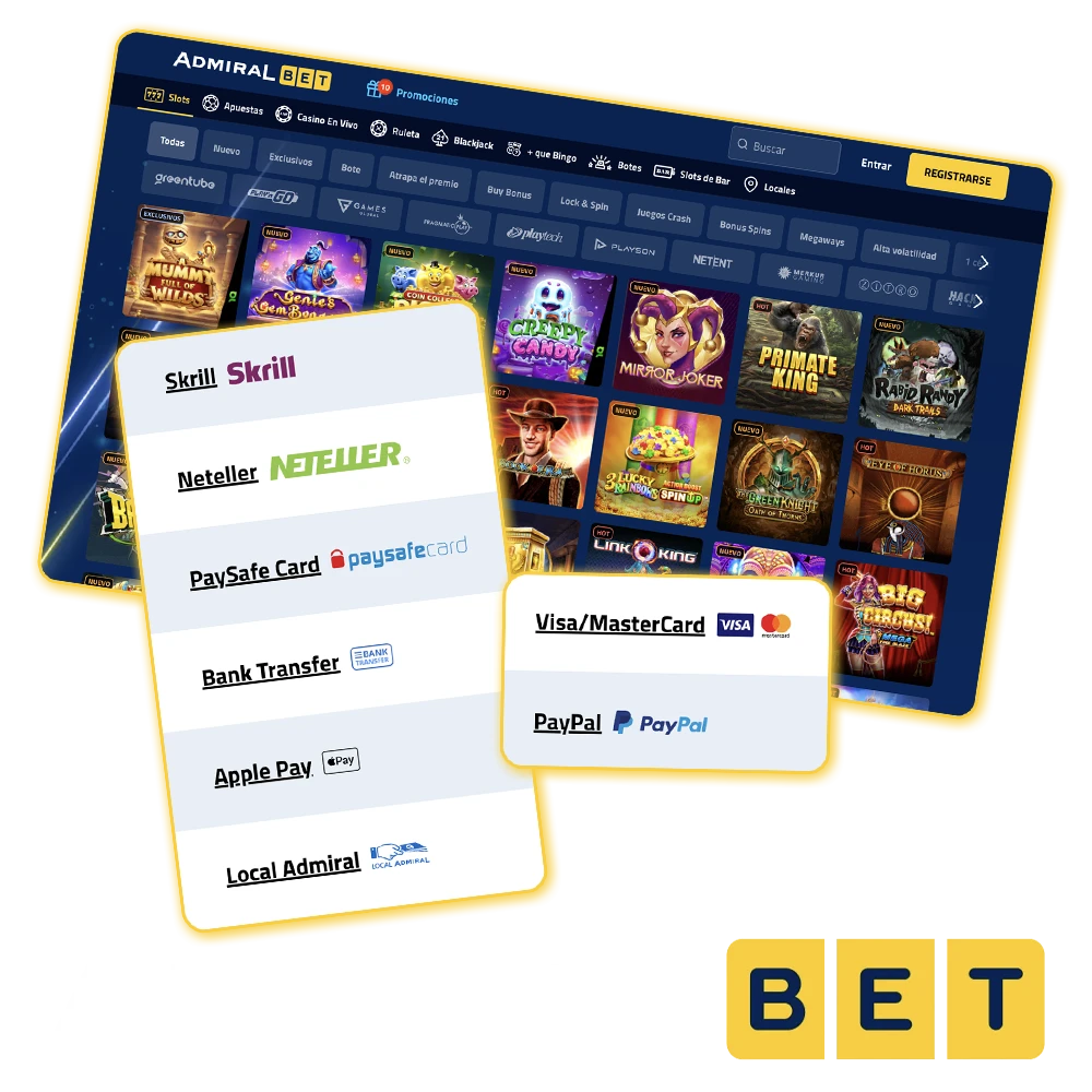 Retira tus ganancias rápidamente en AdmiralBet.