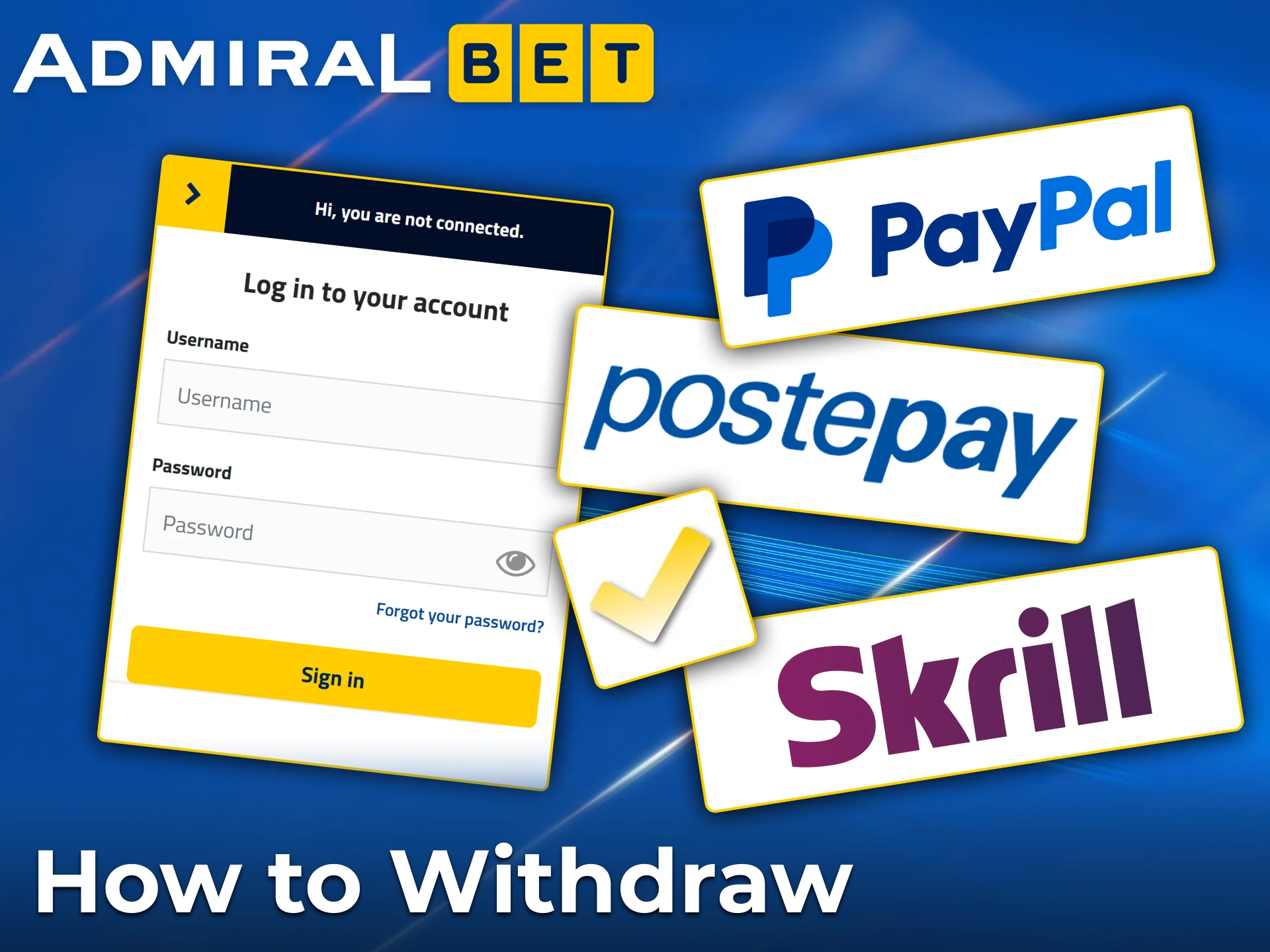 Withdrawing funds from your AdmiralBet account is straightforward and secure.