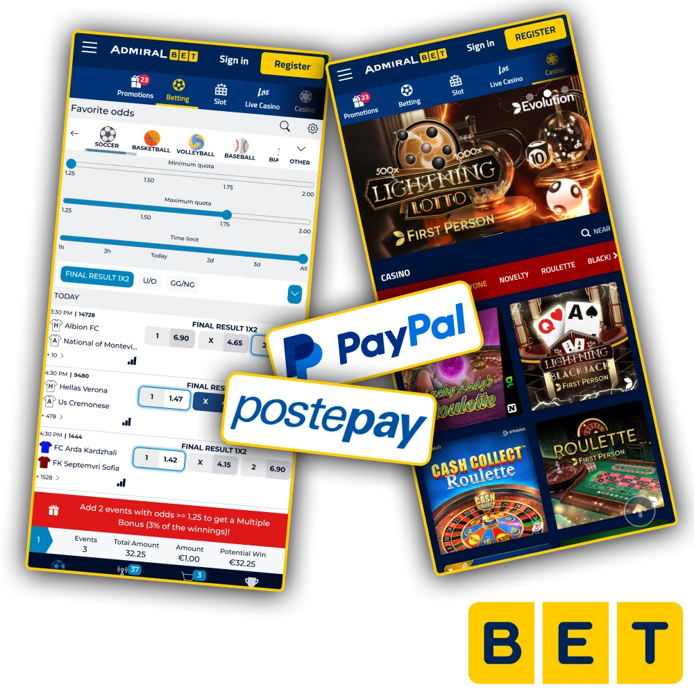 Admiralbet enables rapid and ADM-compliant transfers.