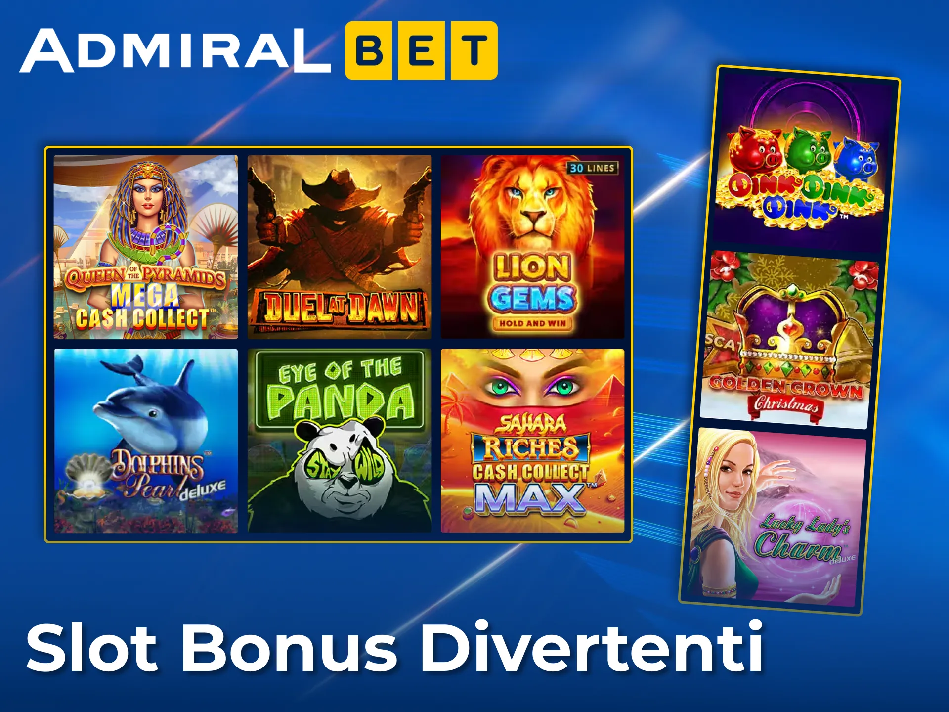 Gira i rulli su divertenti slot bonus e jackpot su AdmiralBet.