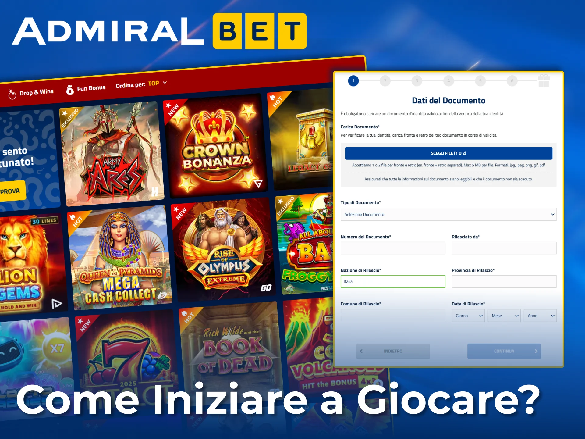 Registrati facilmente e inizia a giocare alle migliori slot su AdmiralBet.