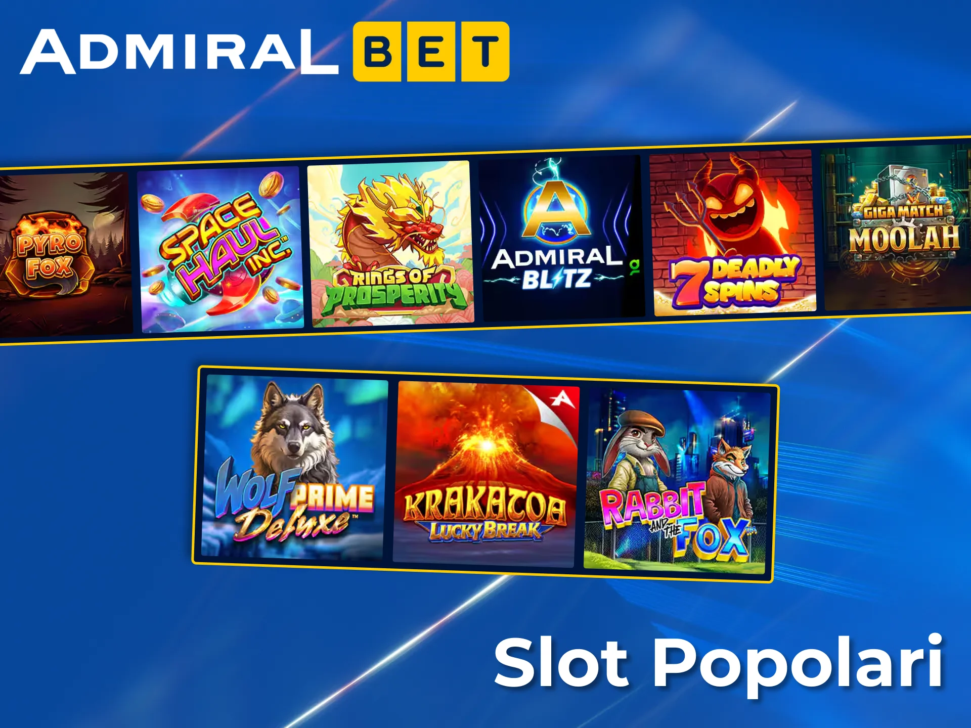 Goditi un'ampia selezione di slot popolari e di alta qualità su AdmiralBet.