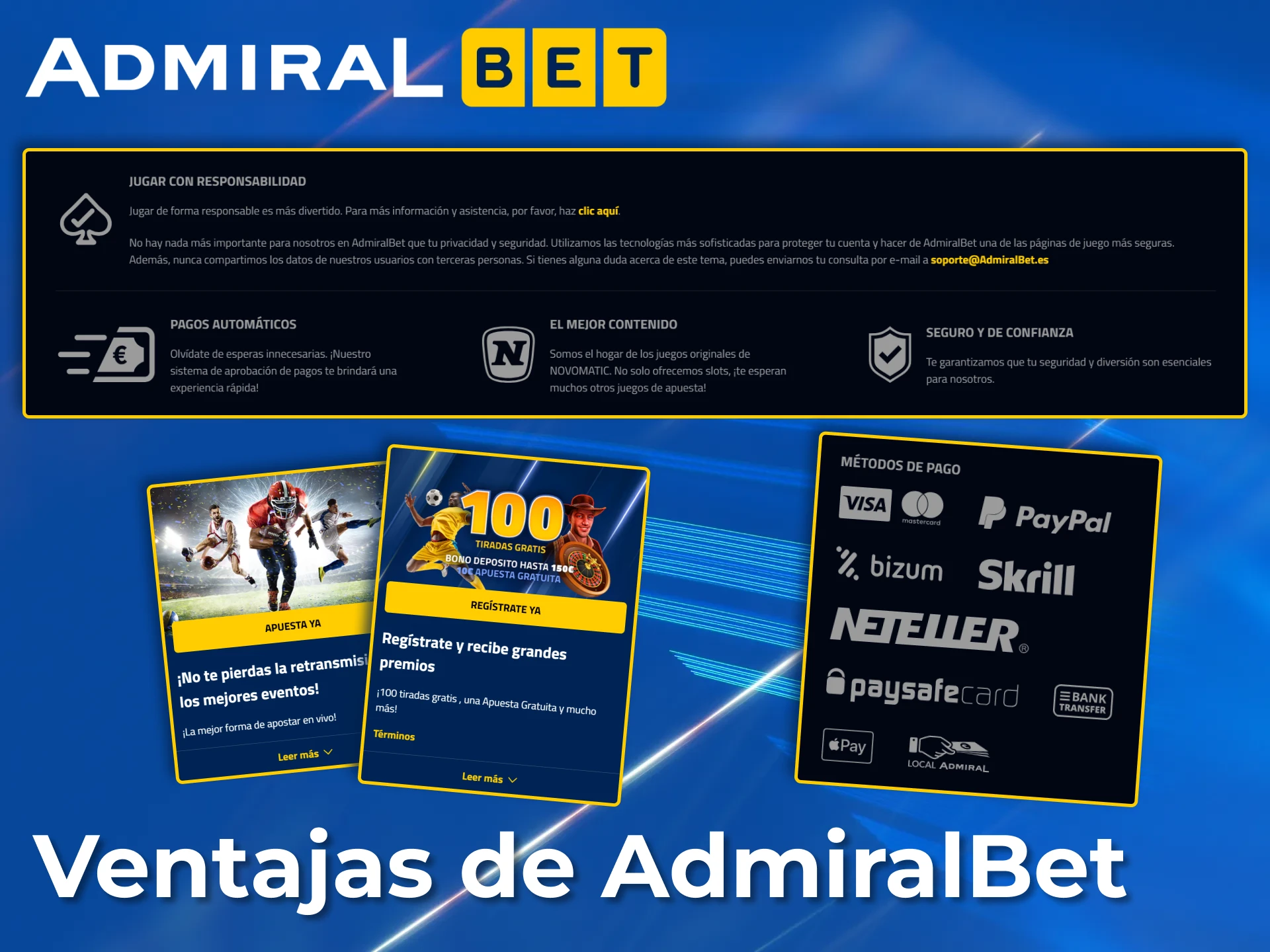 Elige AdmiralBet para pagos rápidos y métodos de pago seguros.