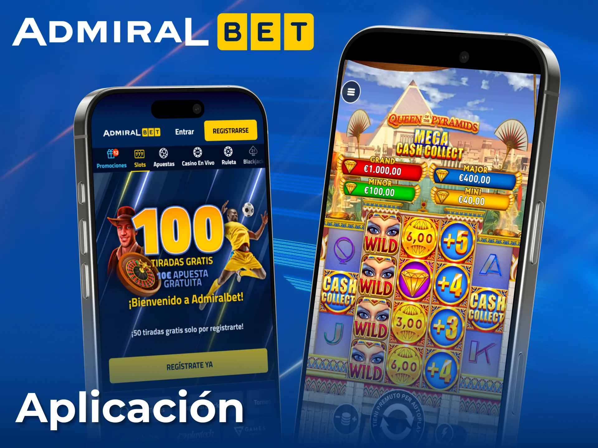 Descarga la app móvil de AdmiralBet para jugar a todas tus tragamonedas favoritas.