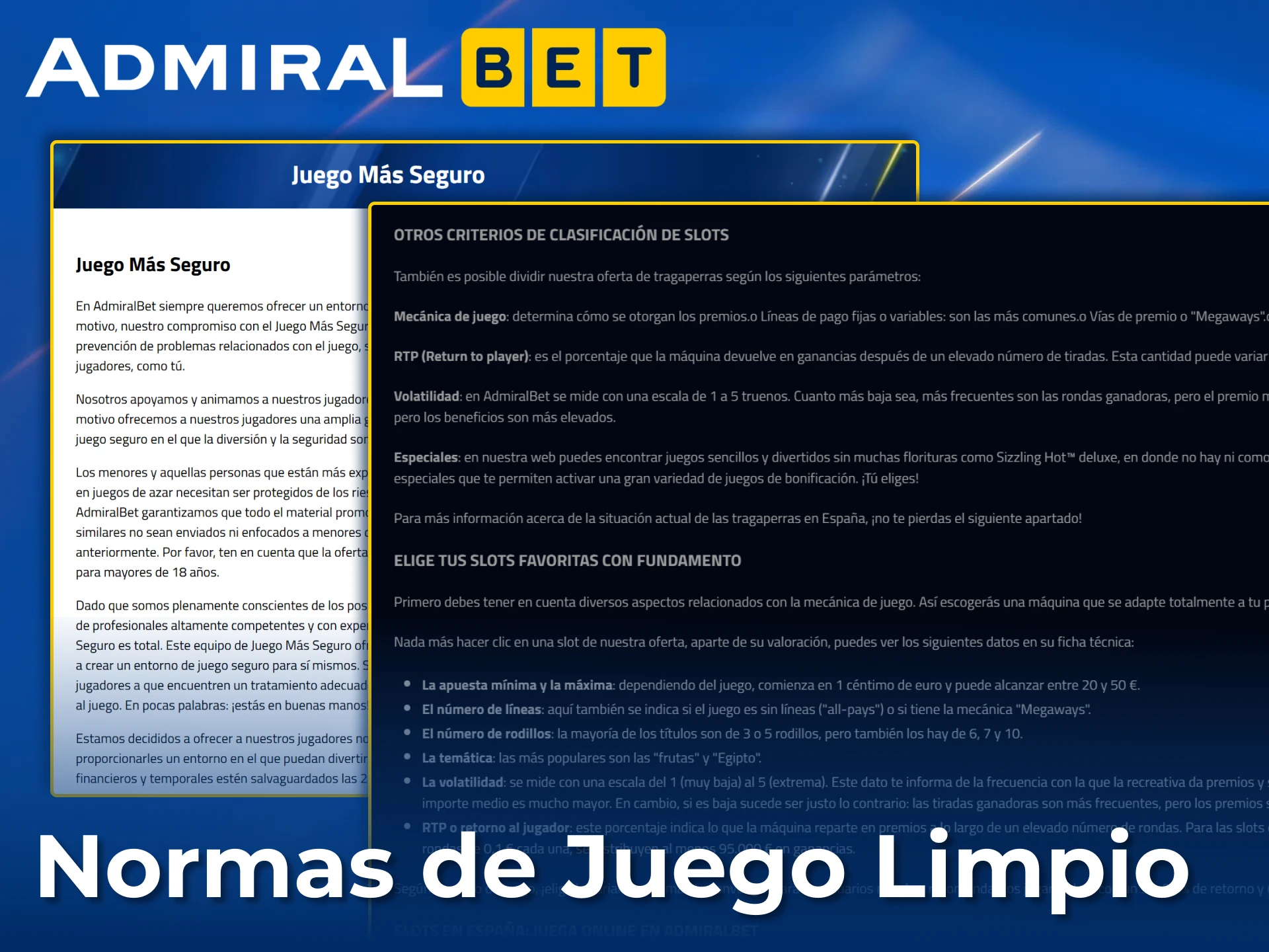 AdmiralBet garantiza estándares de juego justos y responsables para todos los usuarios.