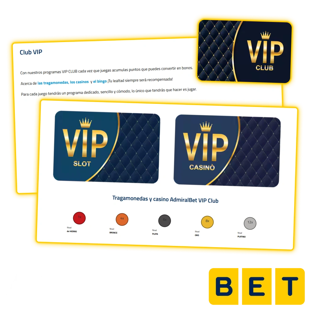 Únete al Club VIP de AdmiralBet para recibir recompensas exclusivas y premios de fidelidad.