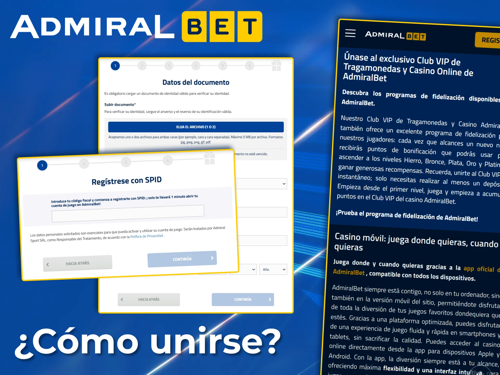 Regístrate fácilmente en AdmiralBet para unirte al exclusivo Club VIP.