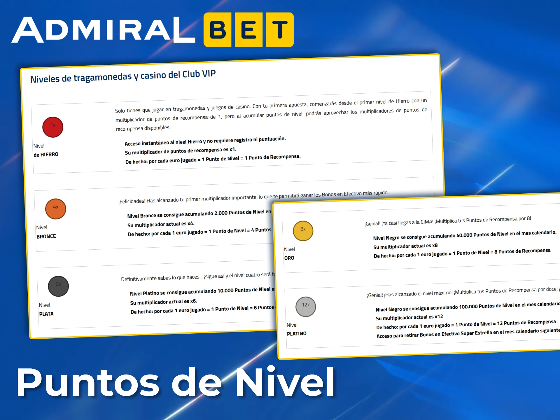 Asciende al nivel VIP y gana valiosos puntos en AdmiralBet.