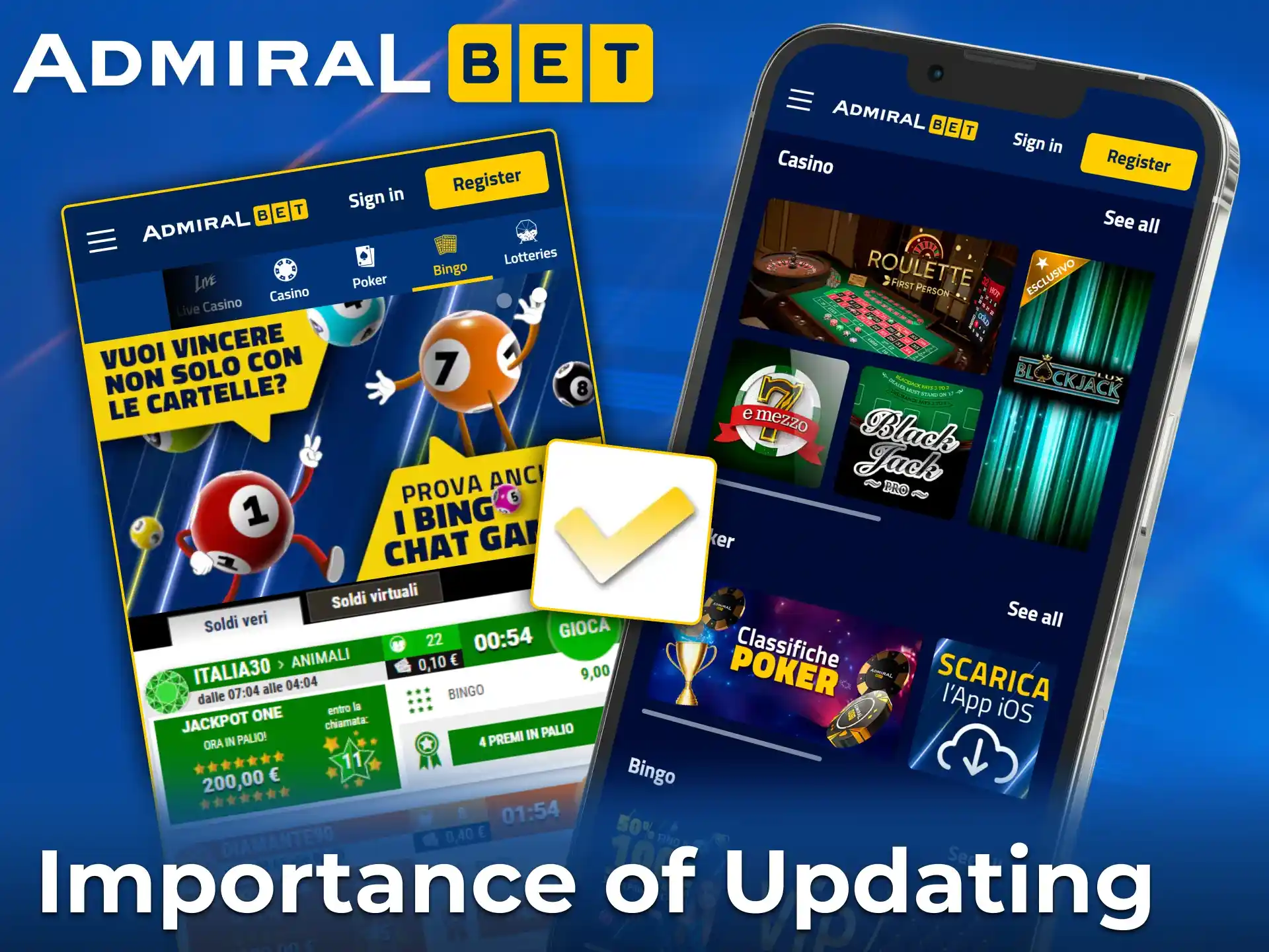 Stay safe and fast with regular AdmiralBet app updates.