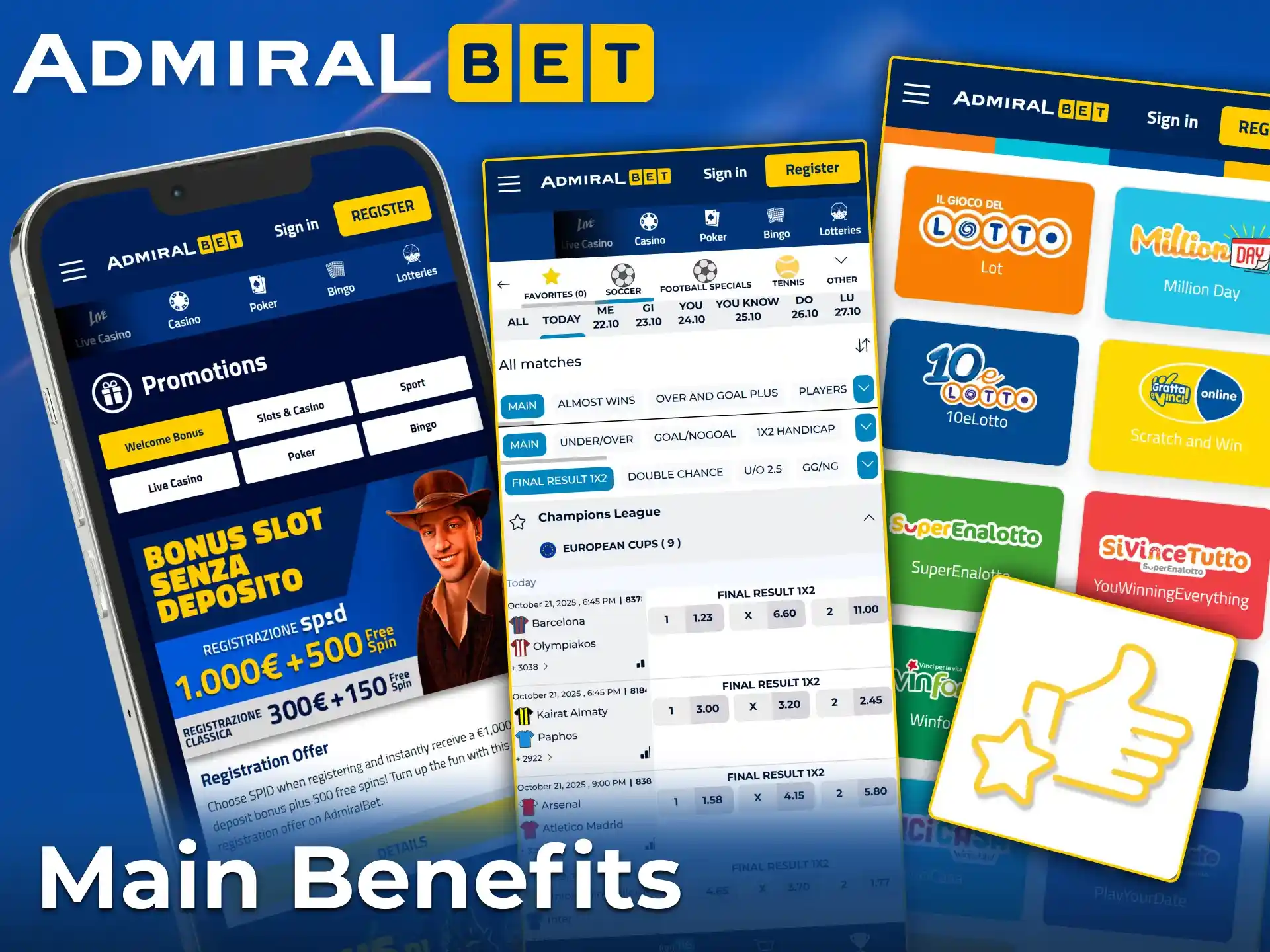 AdmiralBet is fast secure and always up-to-date mobile app.