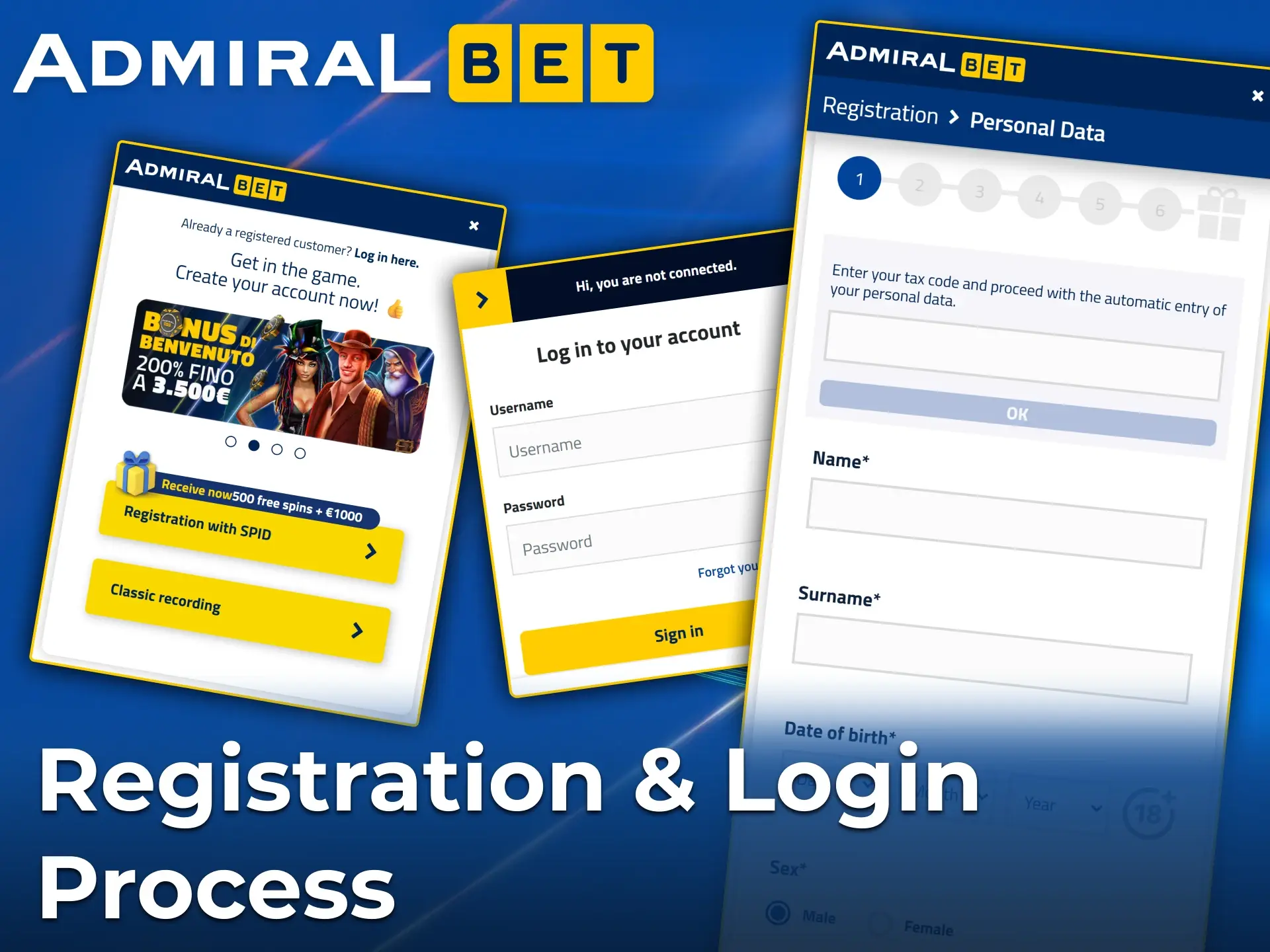 Create your AdmiralBet account through the app and start betting.