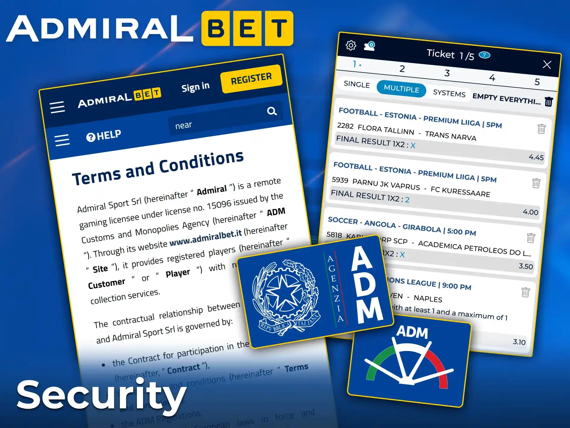 Play safely with AdmiralBet and ADM certification.