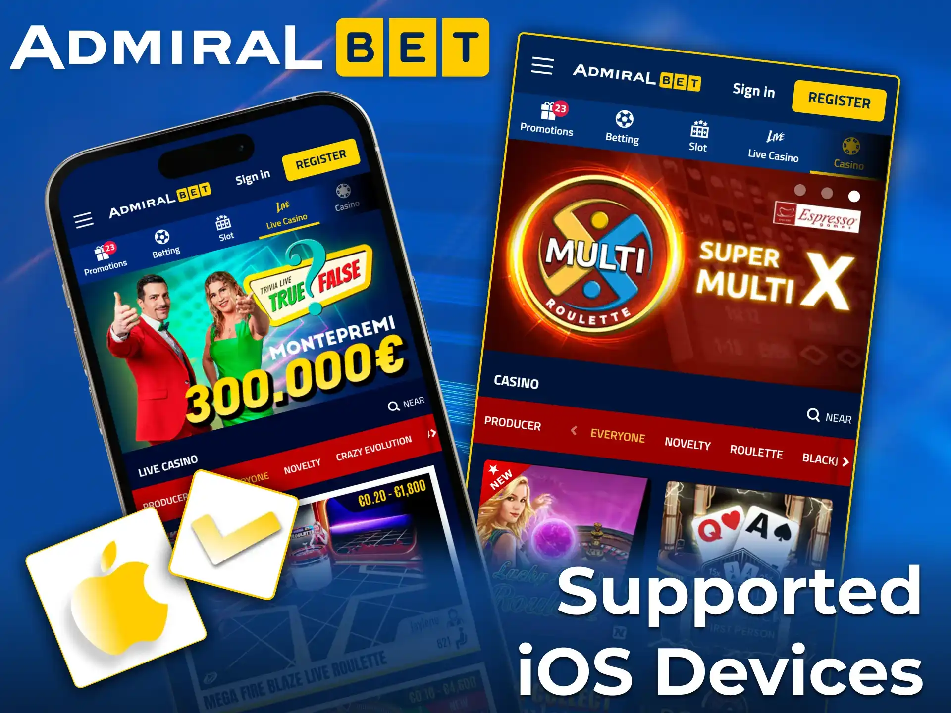 Enjoy flawless gameplay on iOS with the AdmiralBet optimized app.