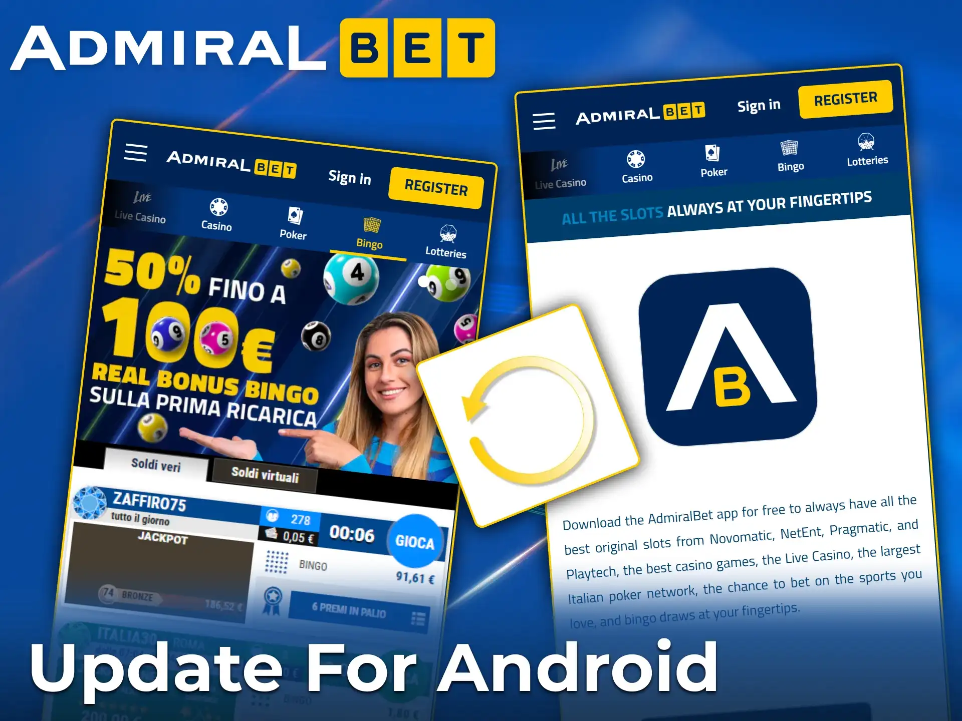 AdmiralBet updates Android app with direct download from site.