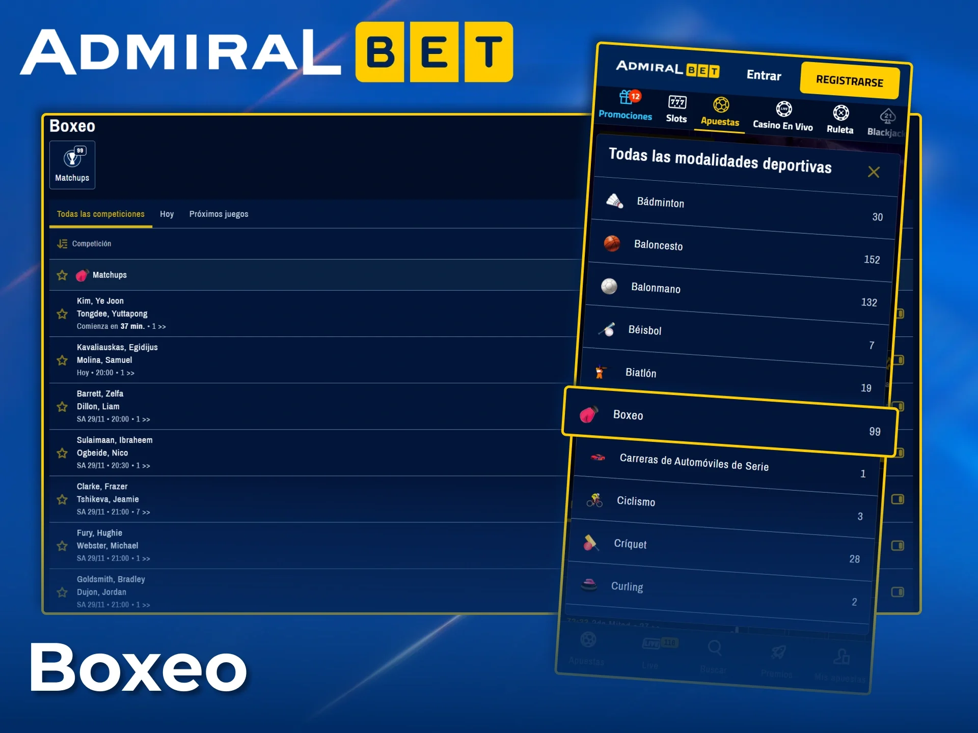 Apuesta en los principales combates y torneos de boxeo con AdmiralBet.