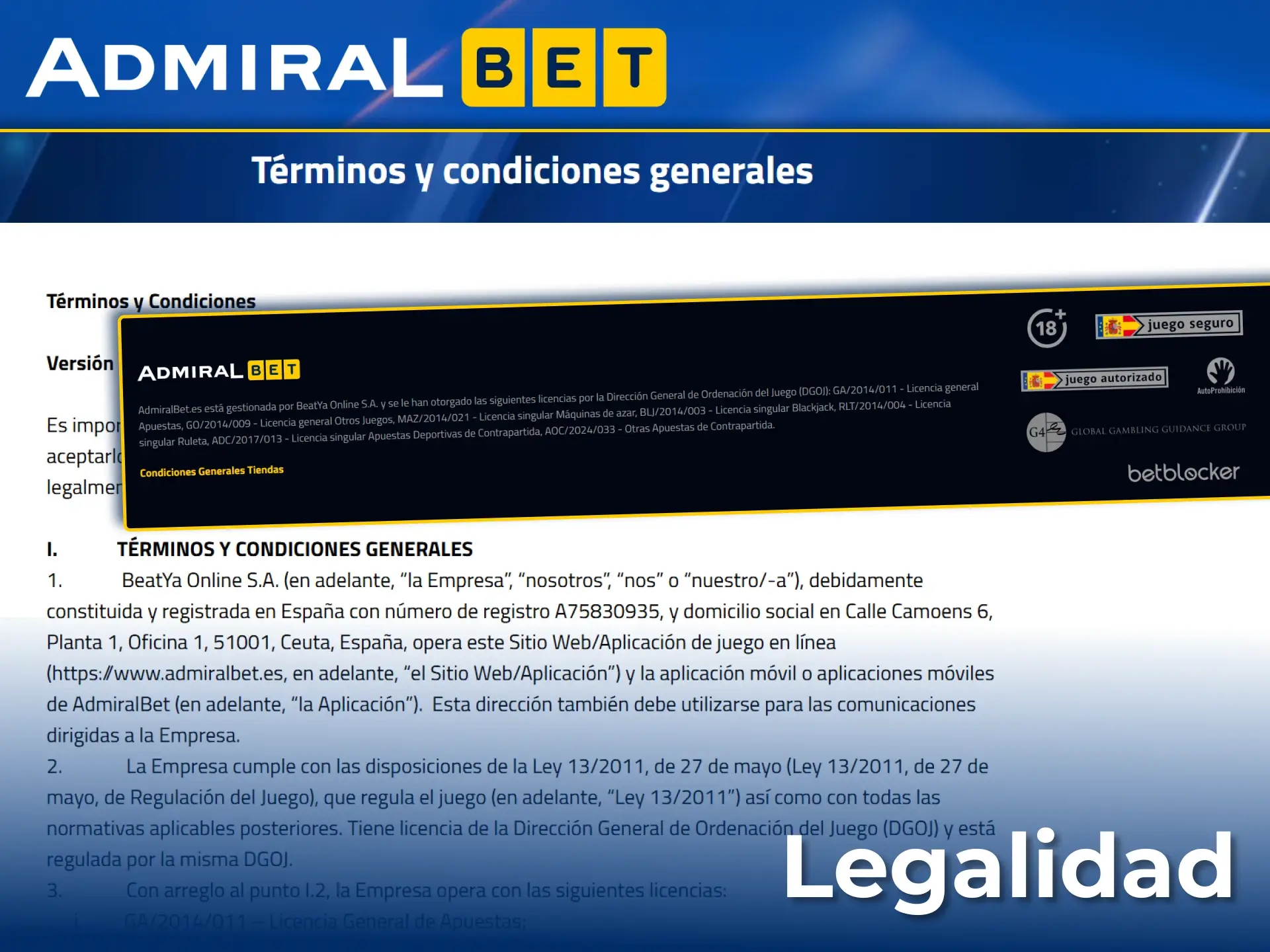 Apuesta de forma legal y segura con AdmiralBet.