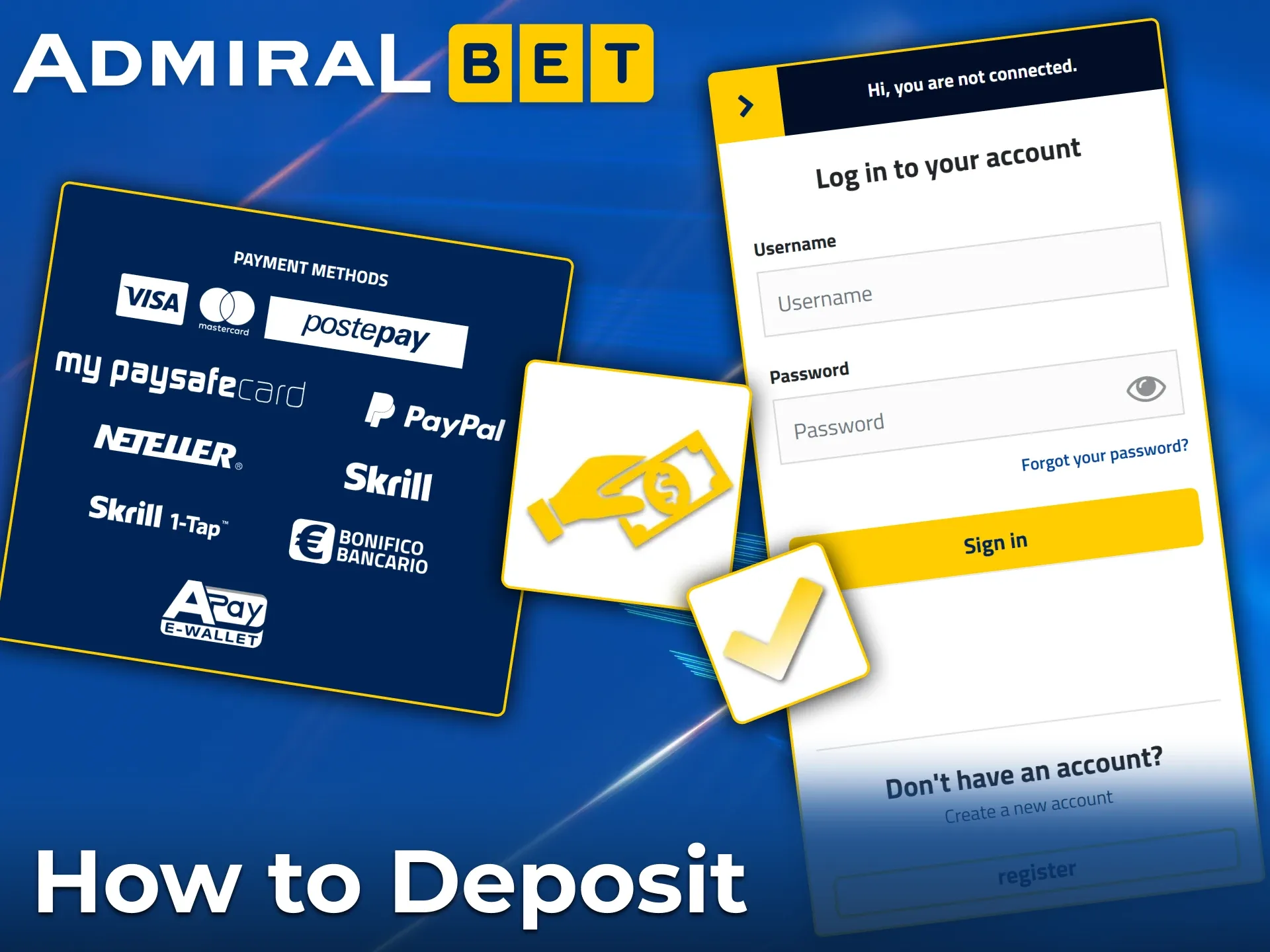 AdmiralBet is instant reloading with digital cards and wallets.